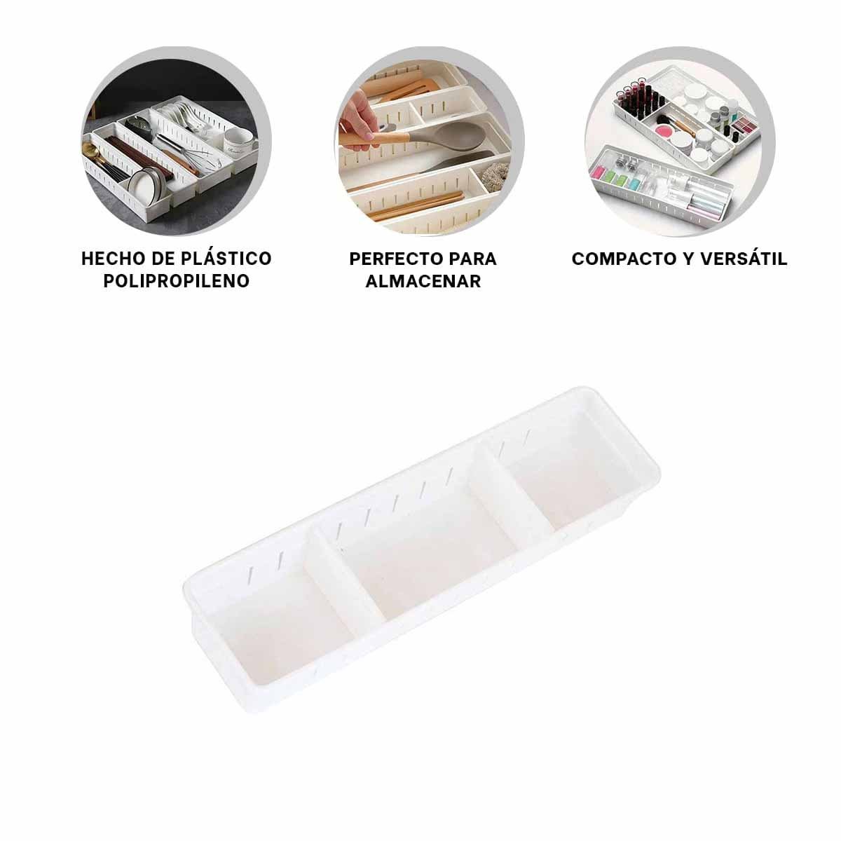 RECIPIENTE BLANCO AJUSTABLE CON TABLEROS DIVISION 34.6X12X5CM PRACTICO MULTIUSO CASA Y+POST IT - 5