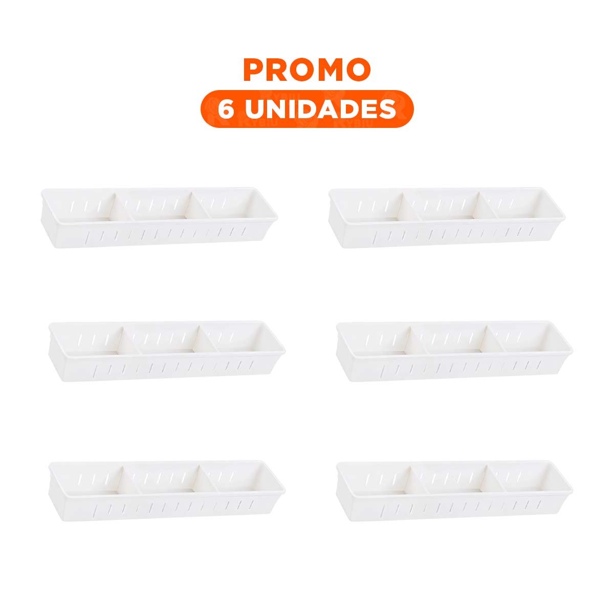 PACK6 CANASTA DE ORDEN BLANCO AJUSTABLE 34.6X8X5CM CON TABLEROS VERSATIL Y+REGALO STICKER - 1