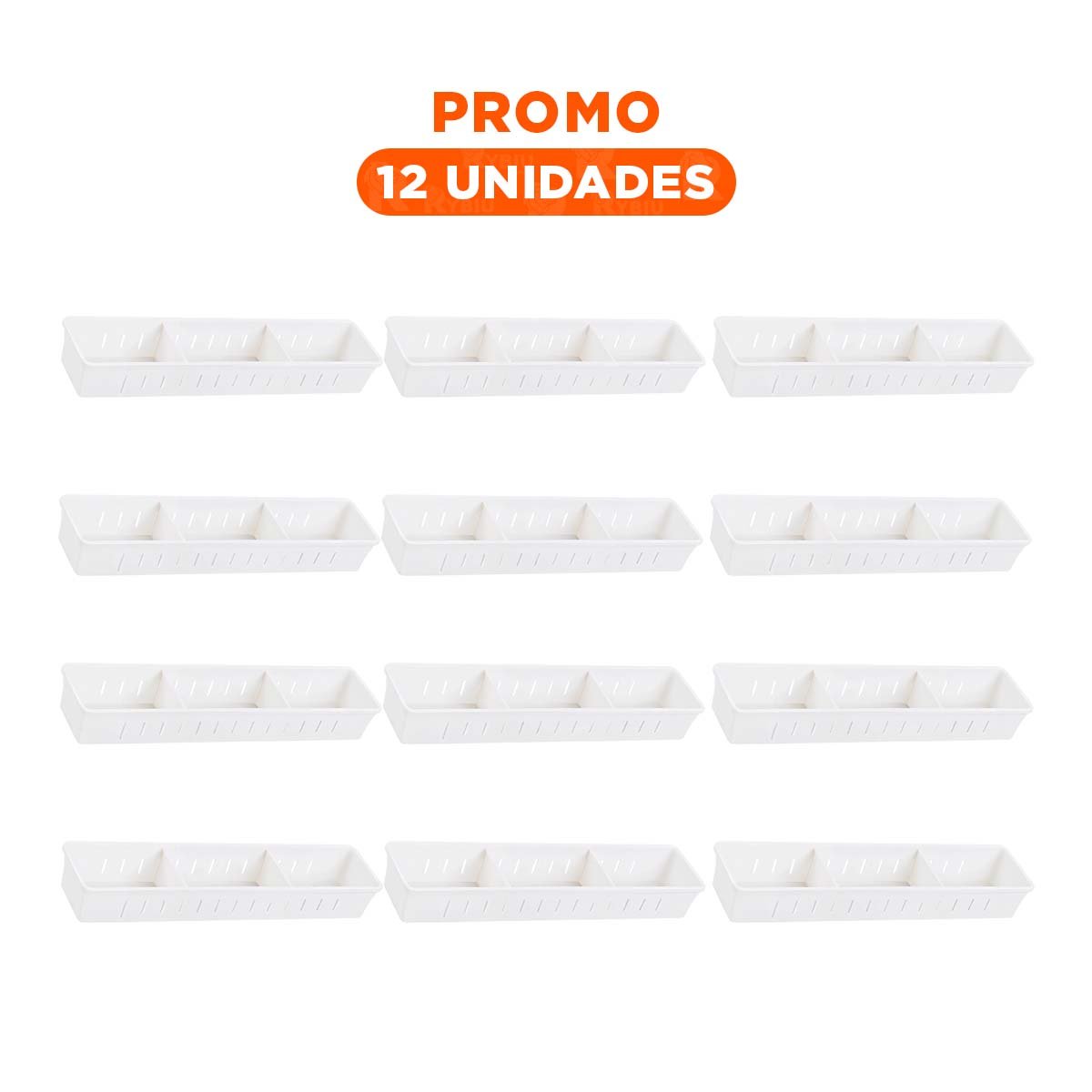 PACK12 CAJA AJUSTABLE BLANCA CON DIVISIONES 34.6X8X5CM ORGANIZADORA PARA ALMACENAMIENTO - 1