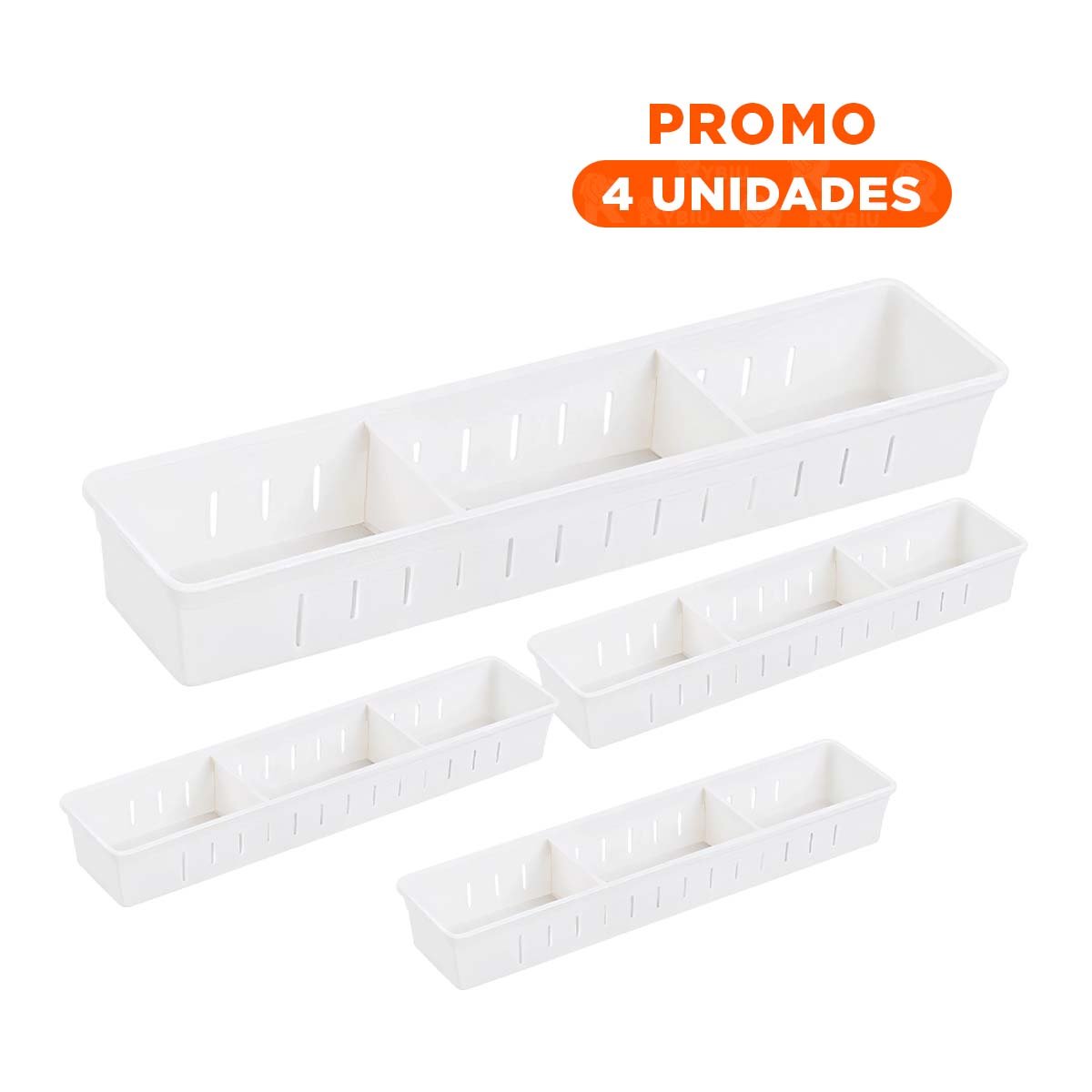 PACK4 CAJA BLANCA MULTIUSO CON TABLEROS AJUSTABLES 34.6X8X5CM PERFECTA PARA GUARDAR - 1