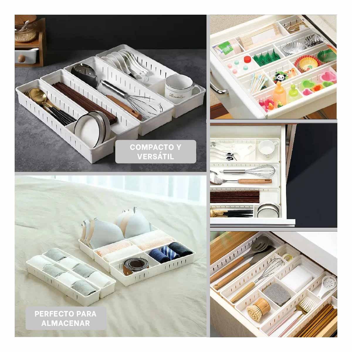 CANASTA BLANCA AJUSTABLE CON DIVISIONES REMOVIBLES PERFECTA PARA ORDENAR Y+PAPEL REGALO - 3