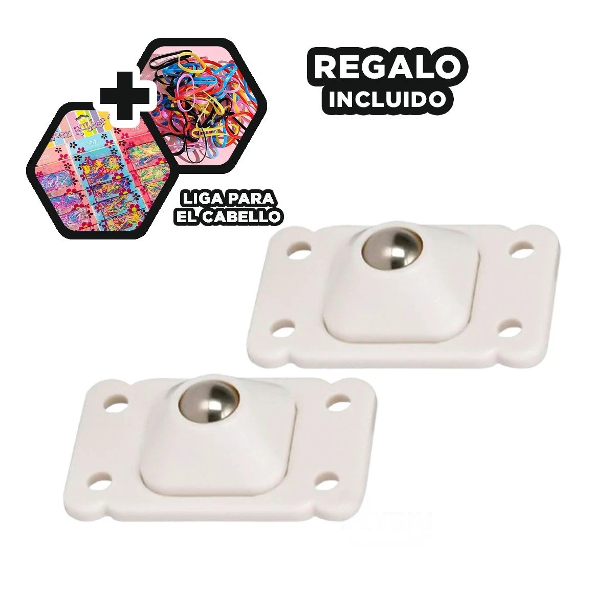 COLECCION 4 RUEDAS PORTATILES GIRATORIAS MINI BLANCO DURADERAS PARA MUEBLES Y+LIGAS REGALO - 2