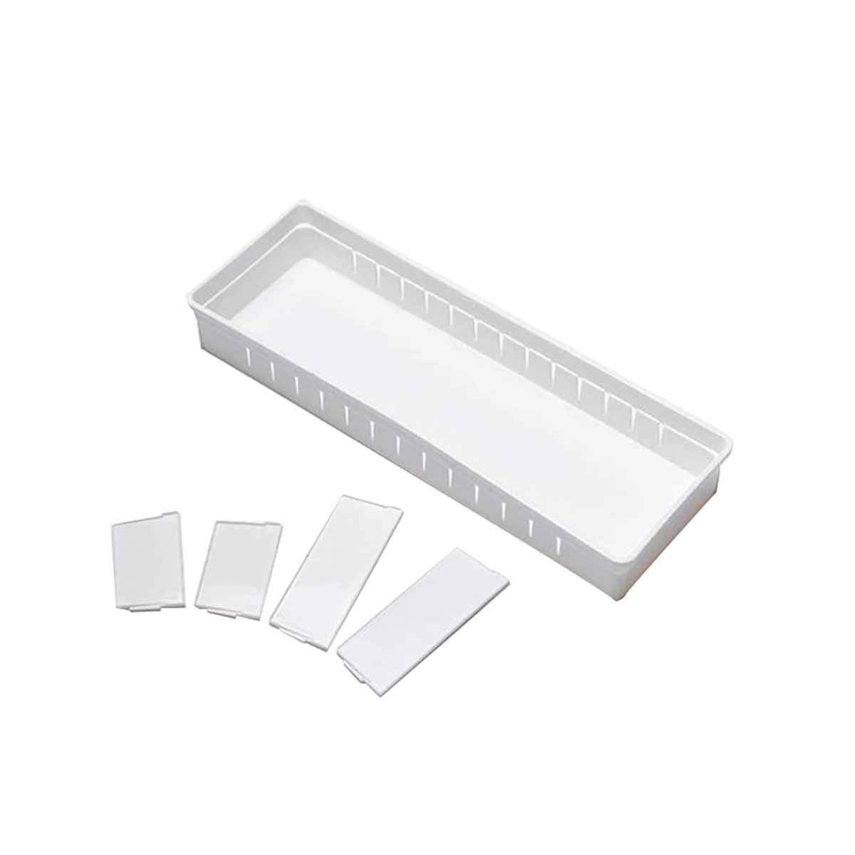 CAJA BLANCA CON TABLEROS MOVILES AJUSTABLES 34.6X12X5CM VERSATIL Y+REGALO STICKER - 1