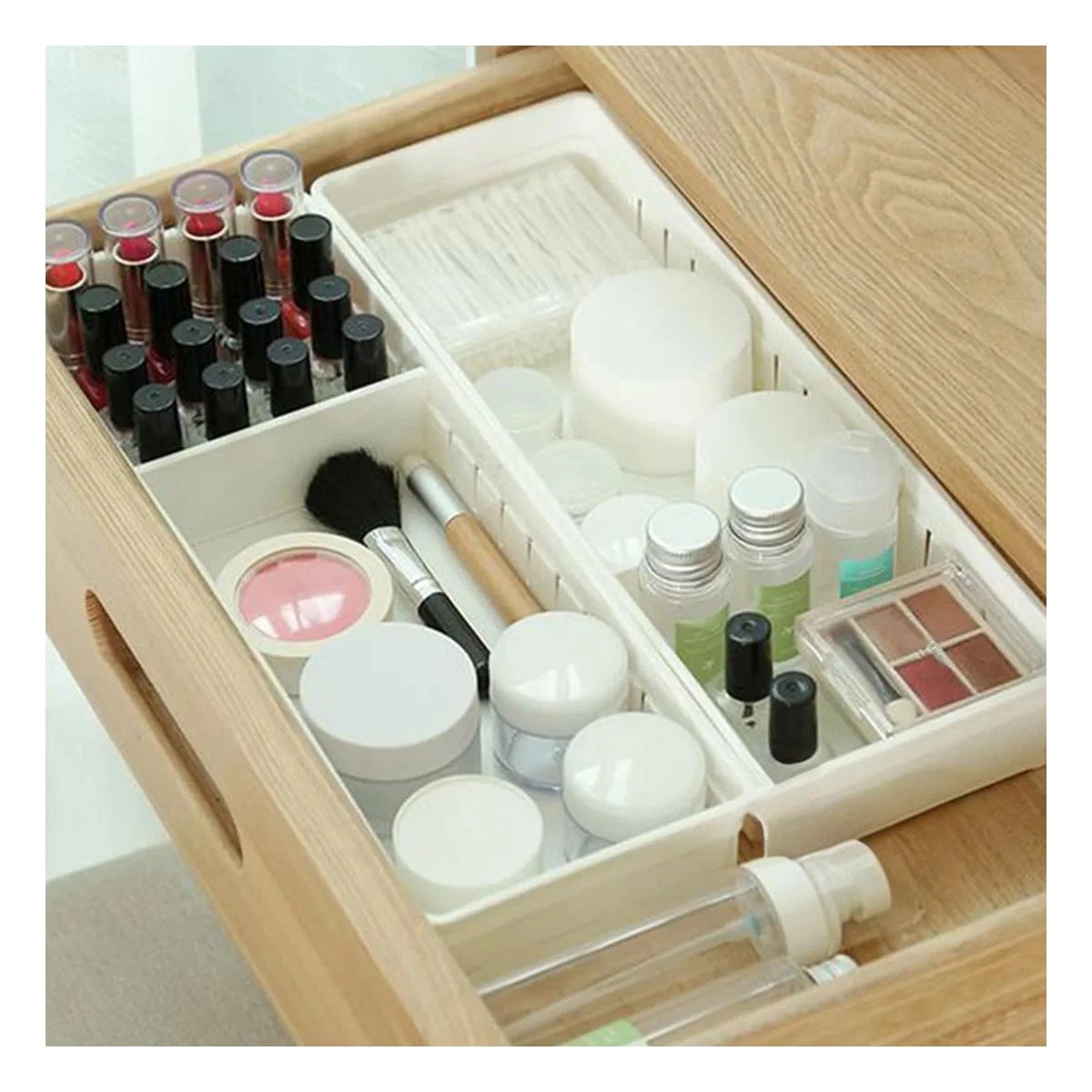 CAJA BLANCA CON TABLEROS MOVILES AJUSTABLES 34.6X12X5CM VERSATIL Y+REGALO STICKER - 2