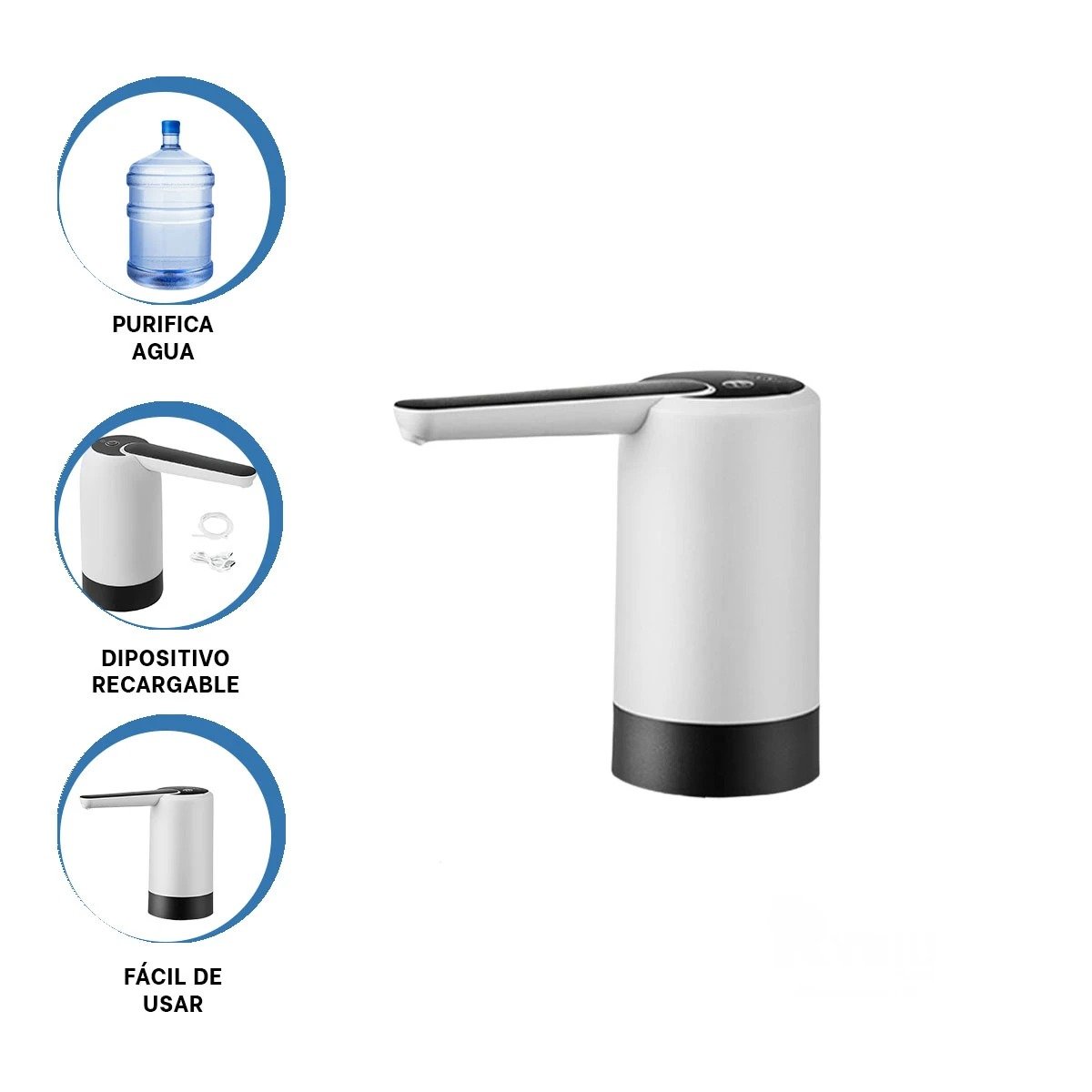 DISPENSADOR DE AGUA BLANCO ELECTRICO RECARGABLE PARA OFICINA Y USO FAMILIAR Y+POST IT - 5