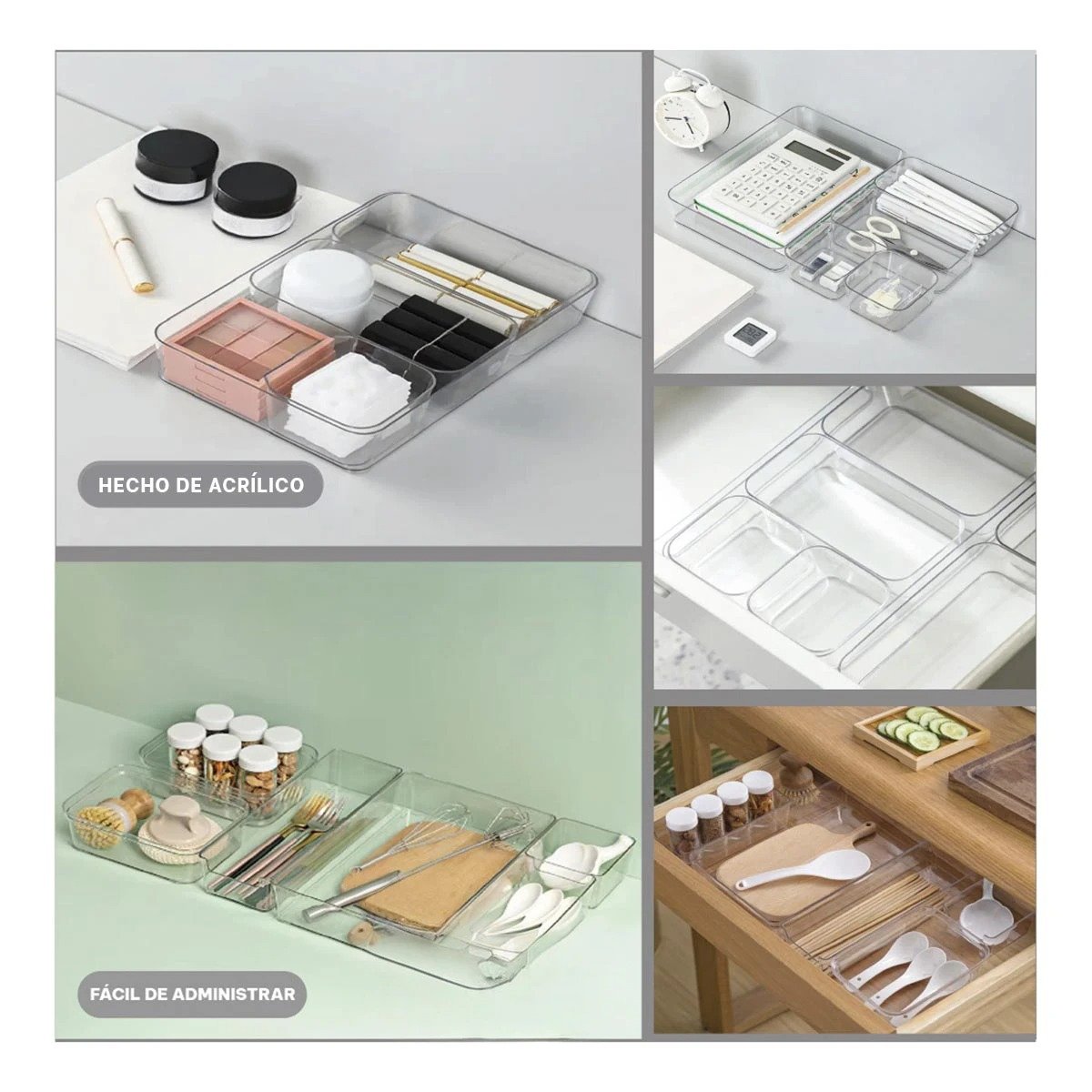 CONTENEDOR ACRILICO TRANSPARENTE RECTANGULAR PARA COCINA Y CASA FUNCIONAL Y+PAPEL REGALO - 3