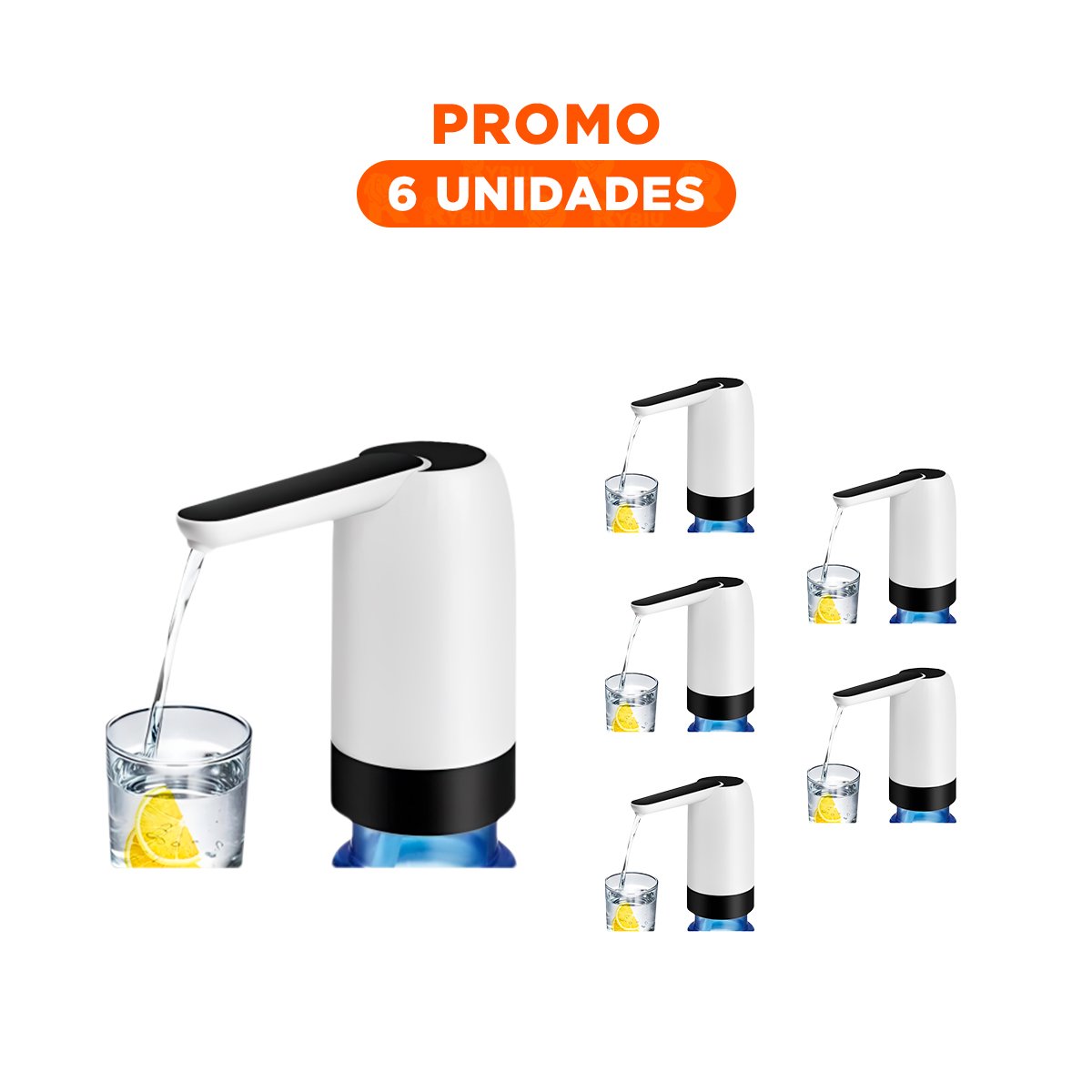 PACK6 DOSIFICADOR ELECTRICO DE AGUA RECARGABLE BLANCO PARA COCINA Y HOGAR Y+REGALO STICKER - 1