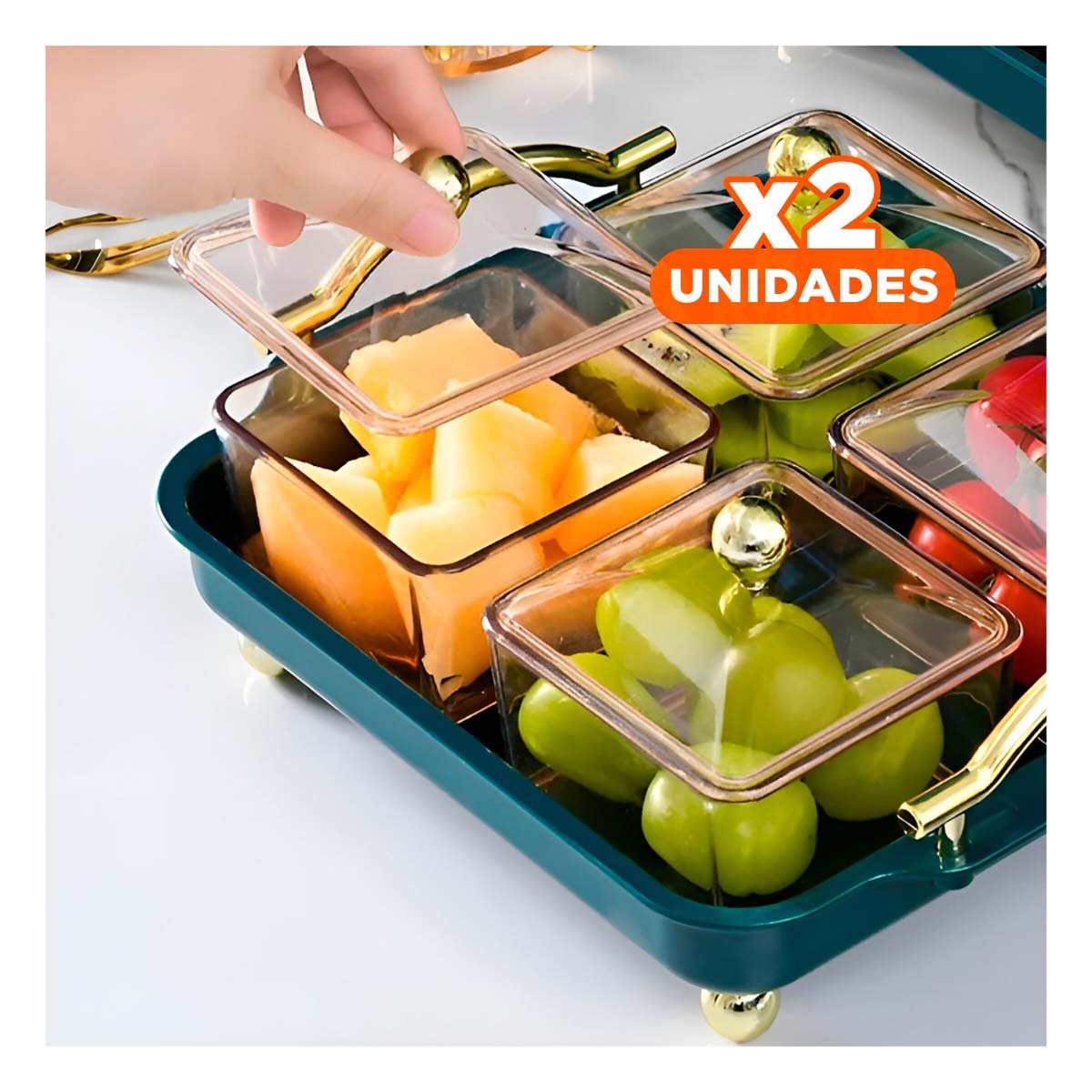PACK2 COLECCION 4 ORGANIZADORES CON BANDEJA VERDE CON ACABADO FINO PARA ORDENAR Y+PAPEL REGALO - 1