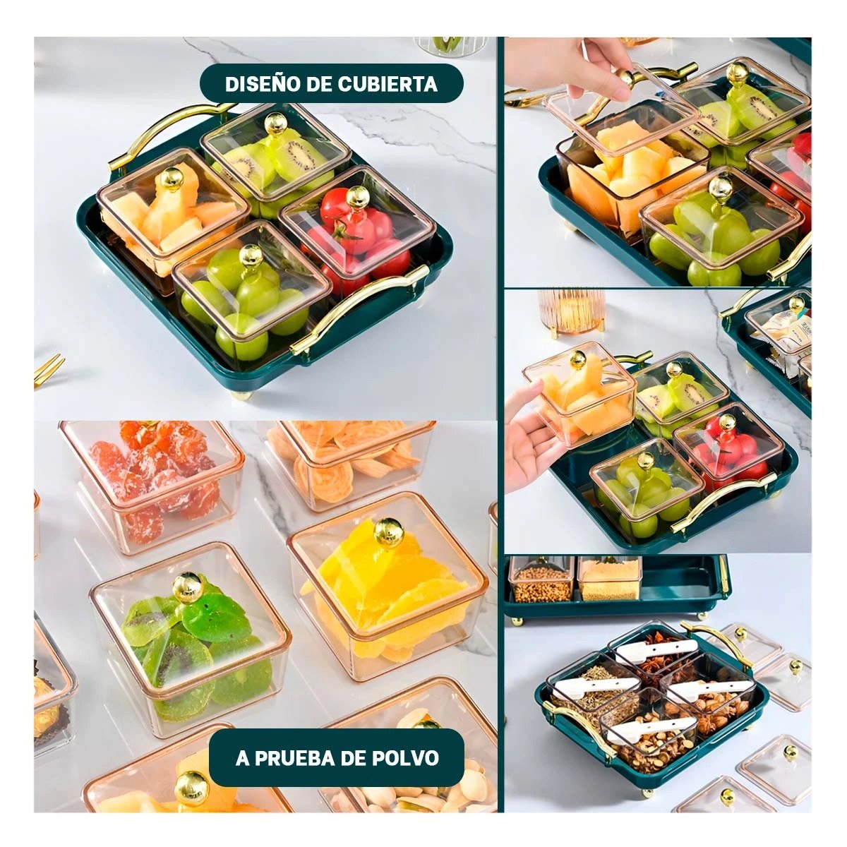 PACK4 CONJUNTO DE 4 ORGANIZADORES VERDE CON BANDEJA FINA Y DISENO PRACTICO Y+REGALO STICKER - 2