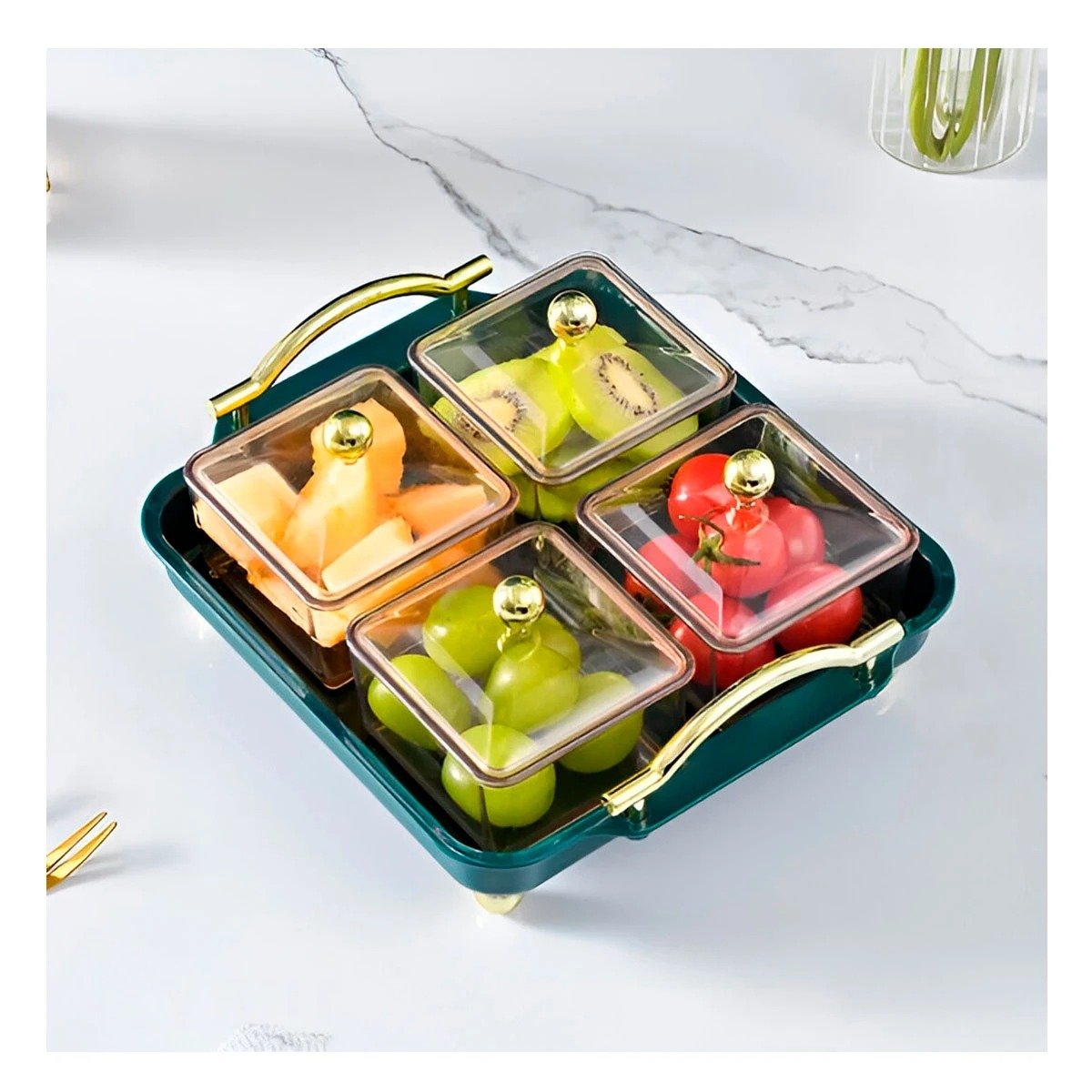 PACK4 CONJUNTO DE 4 ORGANIZADORES VERDE CON BANDEJA FINA Y DISENO PRACTICO Y+REGALO STICKER - 3