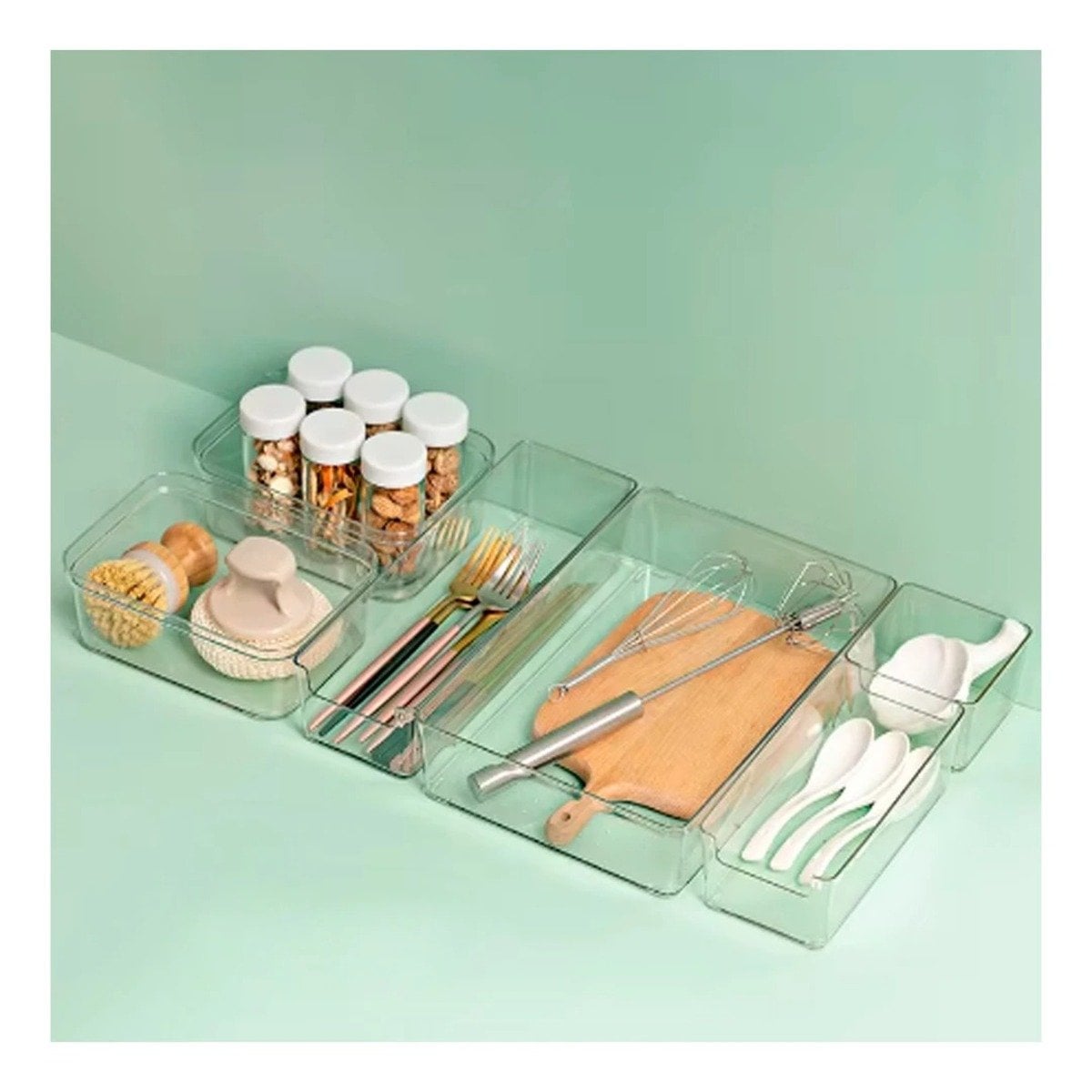 PACK12 BANDEJA ORGANIZADORA ACRILICA TRANSPARENTE RECTANGULAR PARA COCINA - 3
