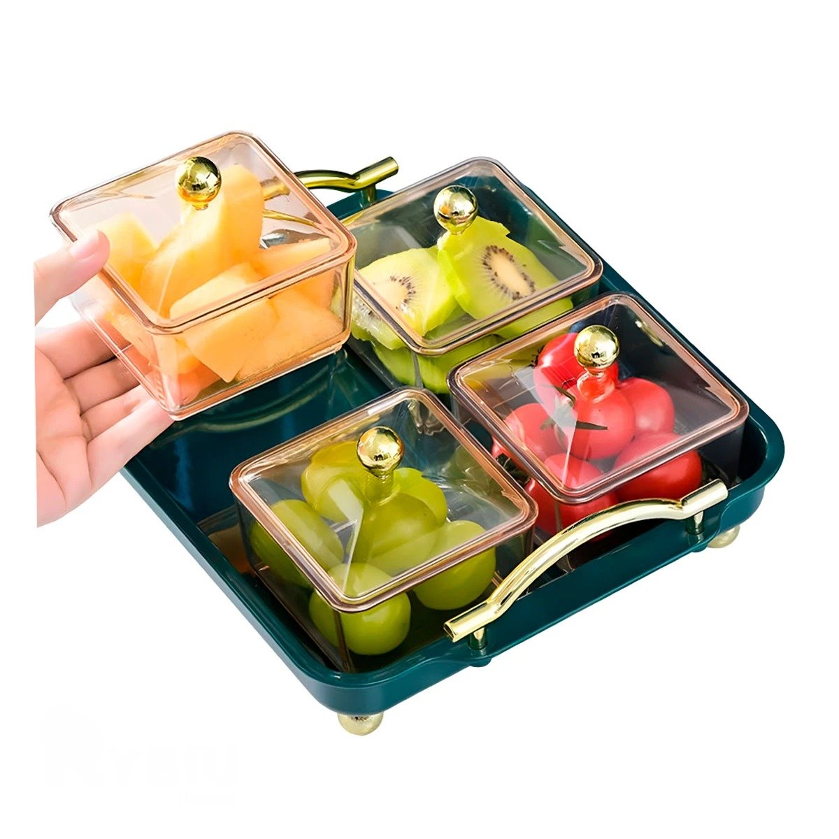 SET DE 4 ORGANIZADORES CON BANDEJA VERDE CON LINEA ELEGANTE PARA GUARDAR HOGAR Y+POST IT - 5