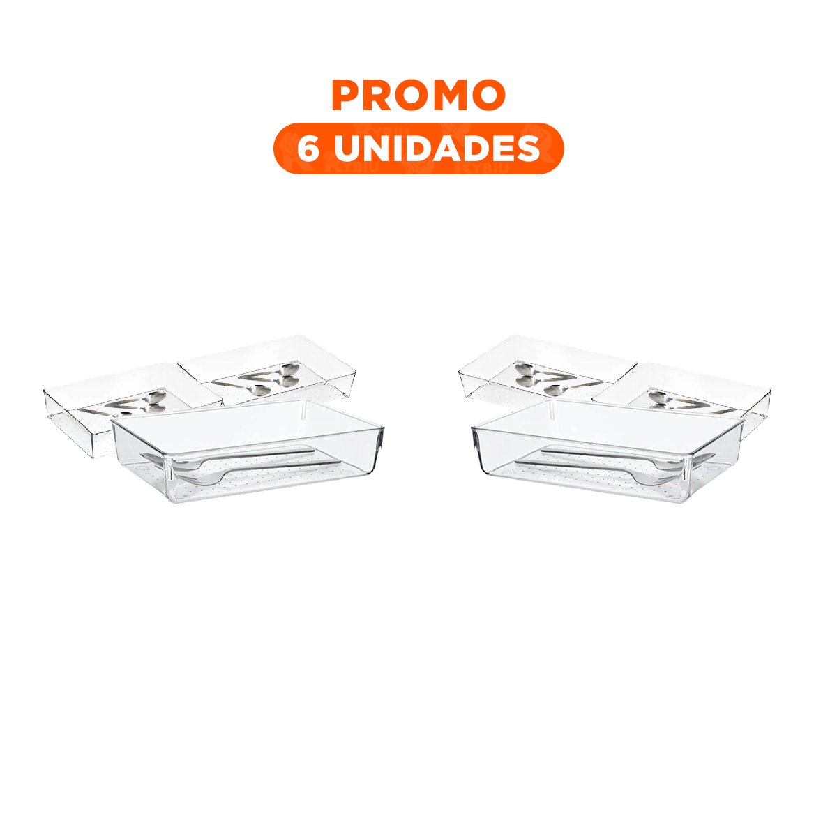PACK6 DEPOSITO ORGANIZADOR ACRILICO TRANSPARENTE RECTANGULAR PARA HOGAR Y+REGALO STICKER - 1