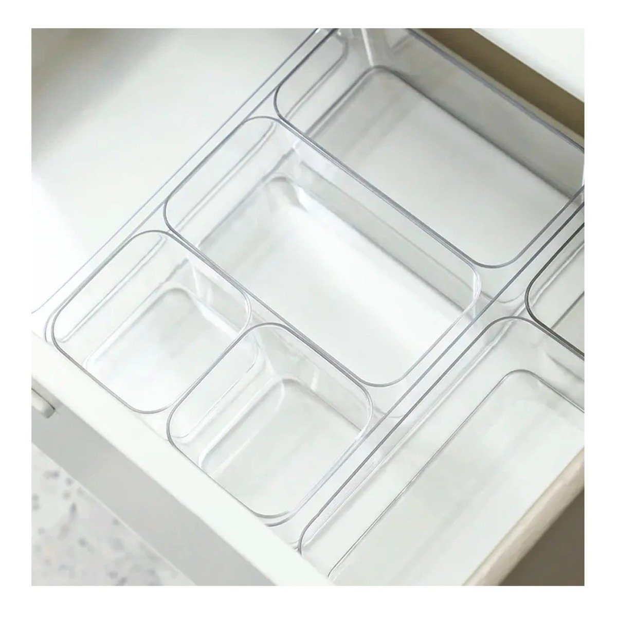 PACK6 DEPOSITO ORGANIZADOR ACRILICO TRANSPARENTE RECTANGULAR PARA HOGAR Y+REGALO STICKER - 5