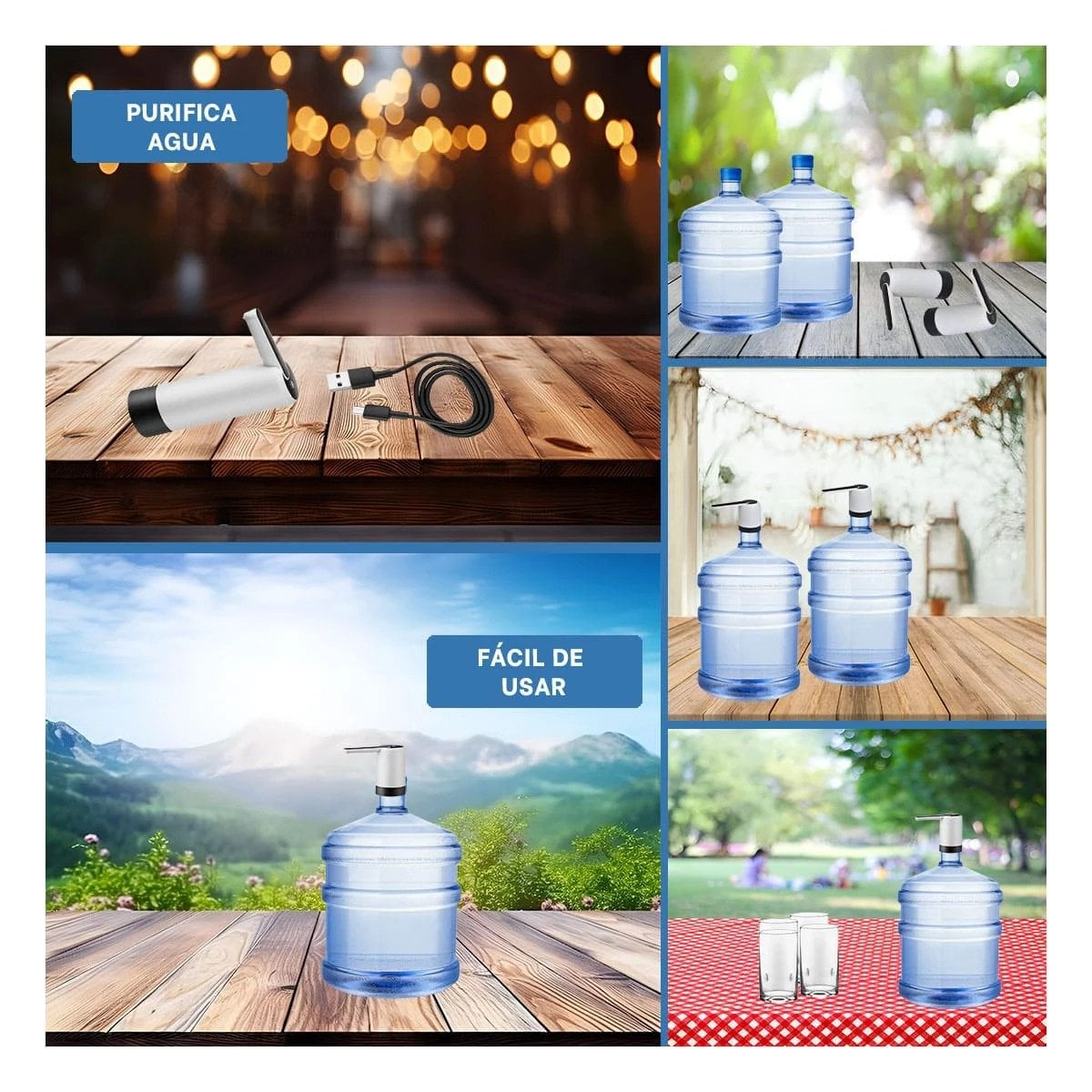 PACK2 SURTIDOR AUTOMATICO DE AGUA ELECTRICO RECARGABLE BLANCO PARA USO DIARIO Y+PAPEL REGALO - 3