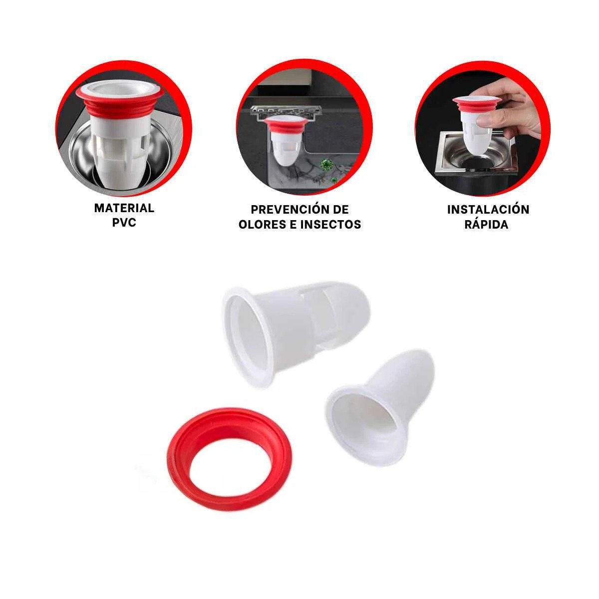 NUCLEO DE PISO CON DRENAJE Y BLOQUEO DE INSECTOS PARA COCINA COLOR BLANCO Y+PAPEL REGALO - 5