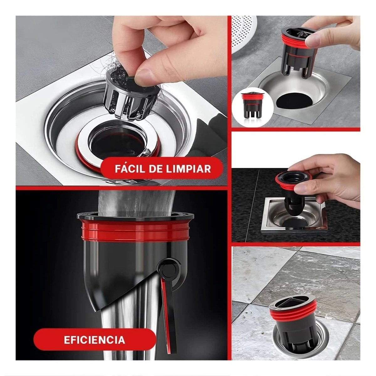 NUCLEO DE DRENAJE DE PISO NEGRO PARA AREA SANITARIA CON PREVENCION DE OLORES E INSECTOS - 2