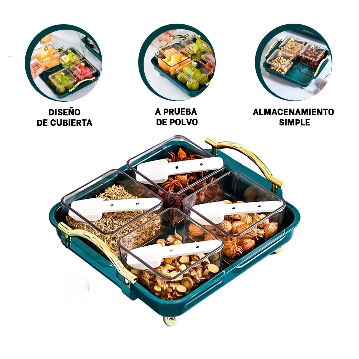 COLECCION 4 ORGANIZADORES CON BANDEJA VERDE CON ACABADO ELEGANTE PARA ORDENAR Y+PAPEL REGALO - 5