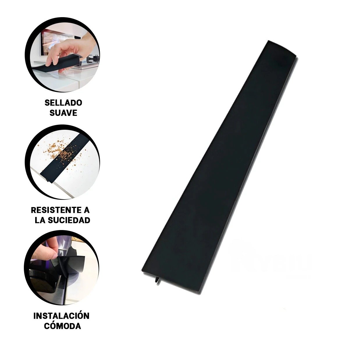 BARRA SILICONICA NEGRA DURADERA PARA PROTEGER RANURAS COCINA MANCHAS GRASA Y+POST IT - 5