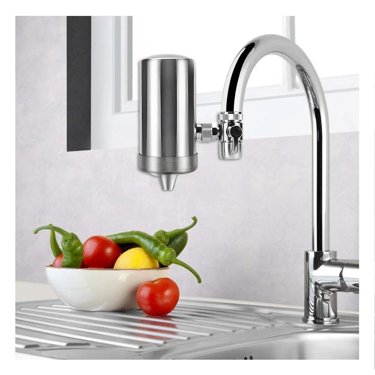 SISTEMA DE FILTRADO DE AGUA EN ACERO PLATEADO PARA COCINA DOMESTICA Y+PAPEL REGALO - 1