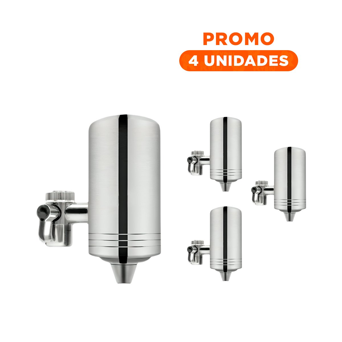 PACK4 SISTEMA RESISTENTE DE AGUA FILTRADA EN ACERO PLATEADO PARA COCINA - 1