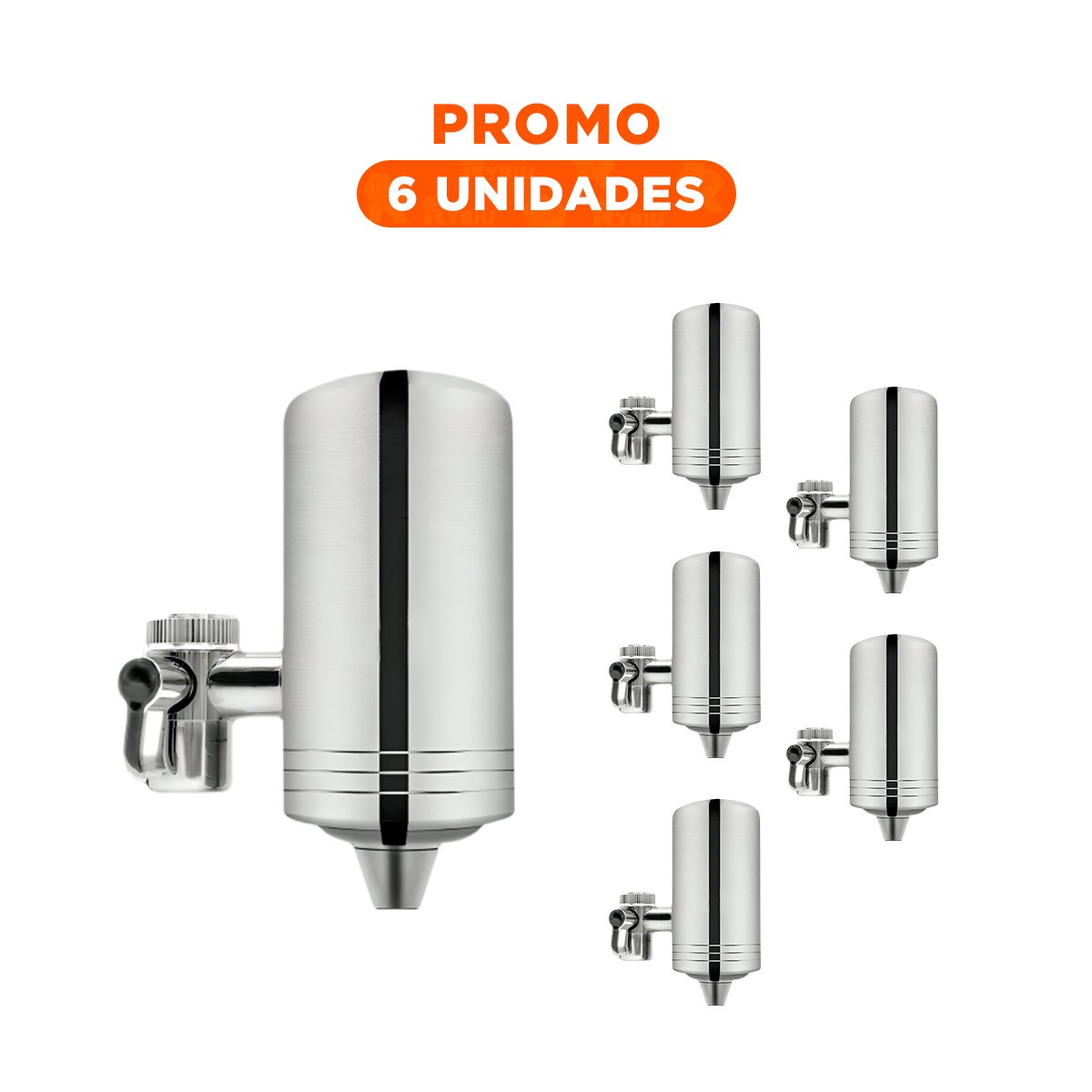 PACK6 EQUIPO RESISTENTE DE AGUA FILTRADA EN ACERO PLATEADO PARA HOGAR Y+REGALO STICKER - 1