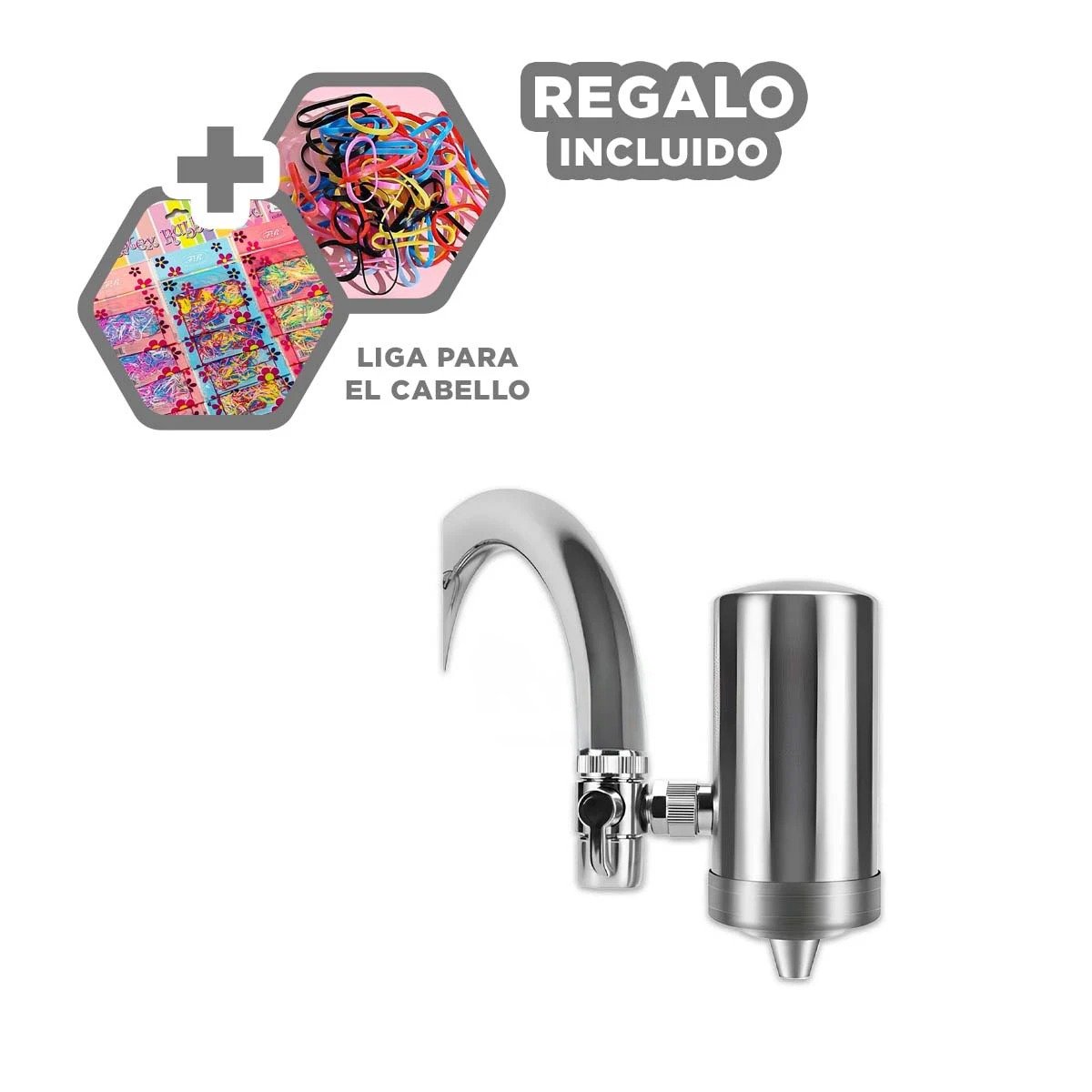 DISPOSITIVO DE FILTRADO DE AGUA PLATEADO EN ACERO PARA COCINA MODERNA Y+LIGAS REGALO - 2