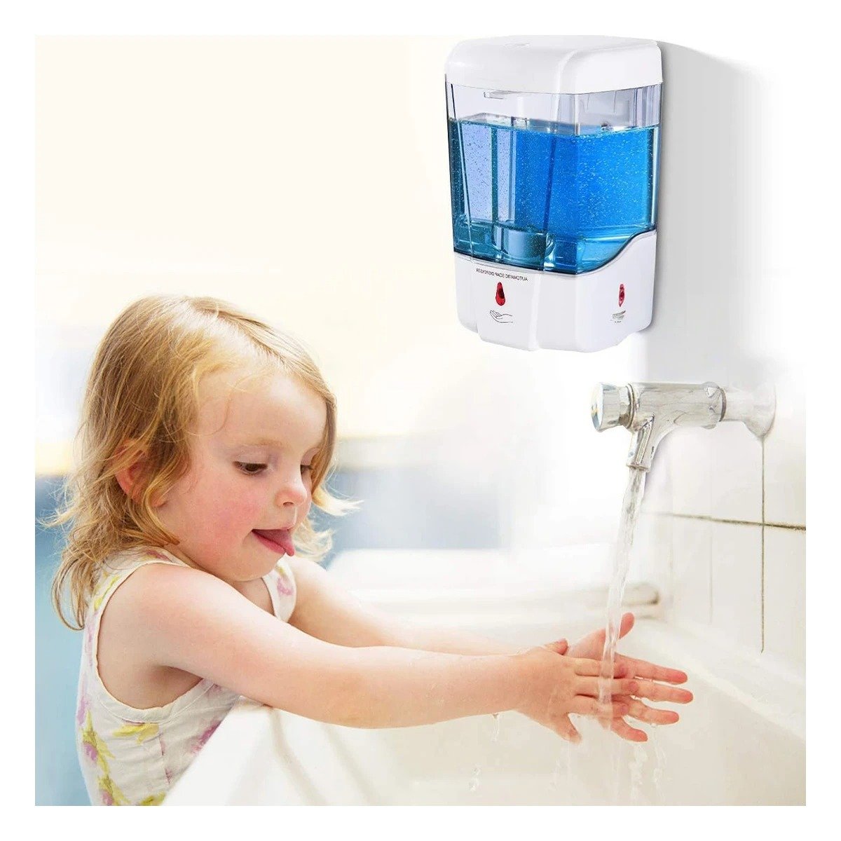 DISPENSADOR MURAL DE LIQUIDOS CON SENSOR AUTOMATICO BLANCO 500 ML PARA HOGAR Y+PAPEL REGALO - 1