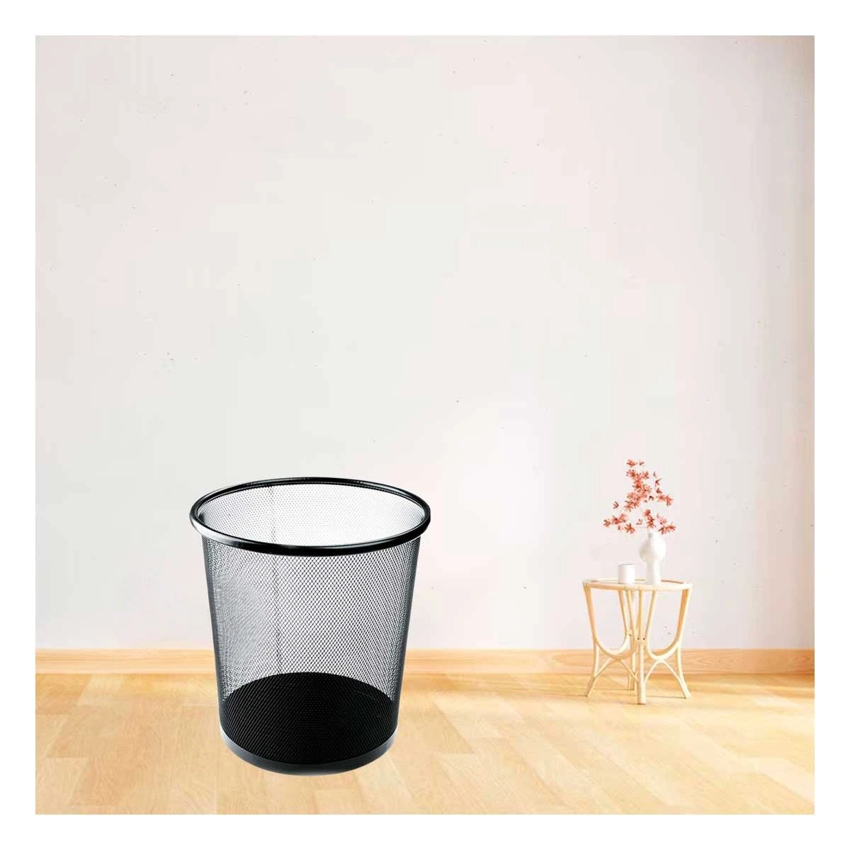 PACK12 PAPELERA DE RESIDUOS METALICA CIRCULAR NEGRO ELEGANTE Y RESISTENTE Y+REGALO STICKER - 5