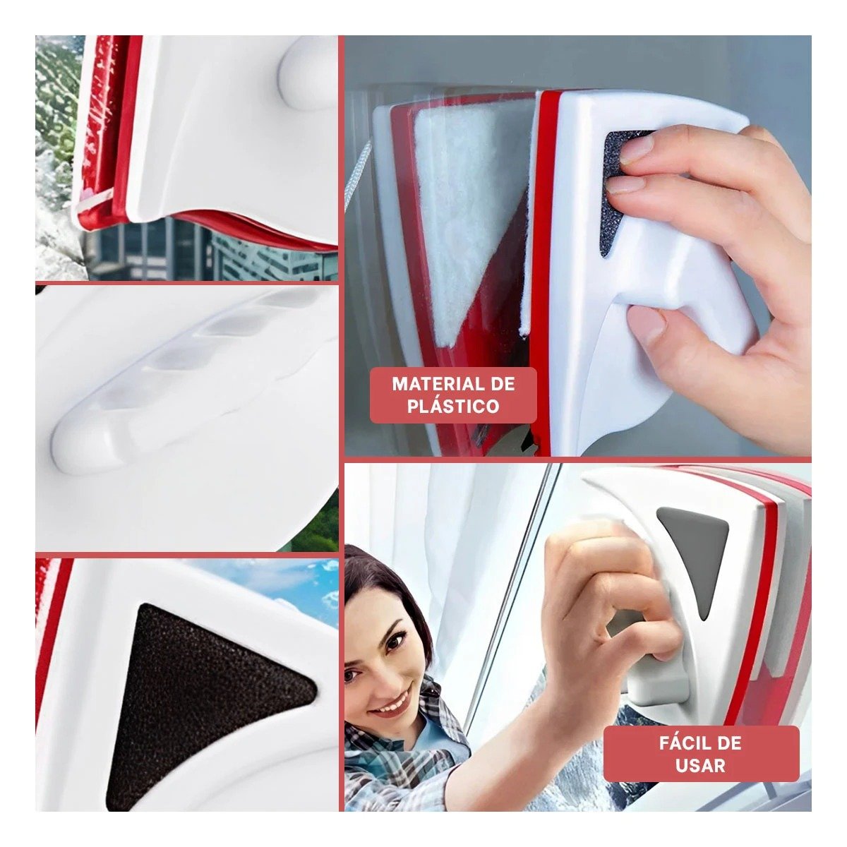 LIMPIA DISPOSITIVO MAGNETICO ROJO TRIANGULAR EFICAZ Y RAPIDO PARA VENTANAS Y+POST IT - 2