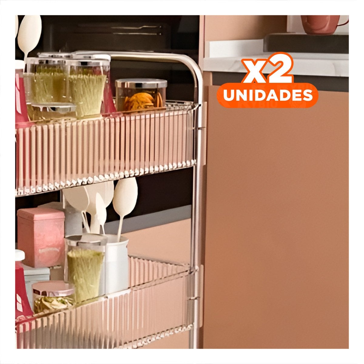 PACK2 CARRO MULTIUSO DE ACRILICO CON RUEDAS PARA DORMITORIO Y BANO Y+PAPEL REGALO - 1