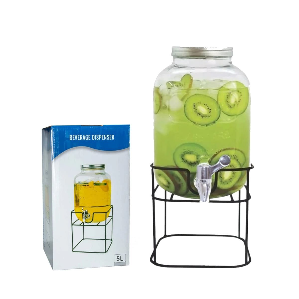 DISPENSADOR DE LIQUIDOS 5L CON BASE METALICA RESISTENTE PARA USO DIARIO Y+LIGAS REGALO - 5