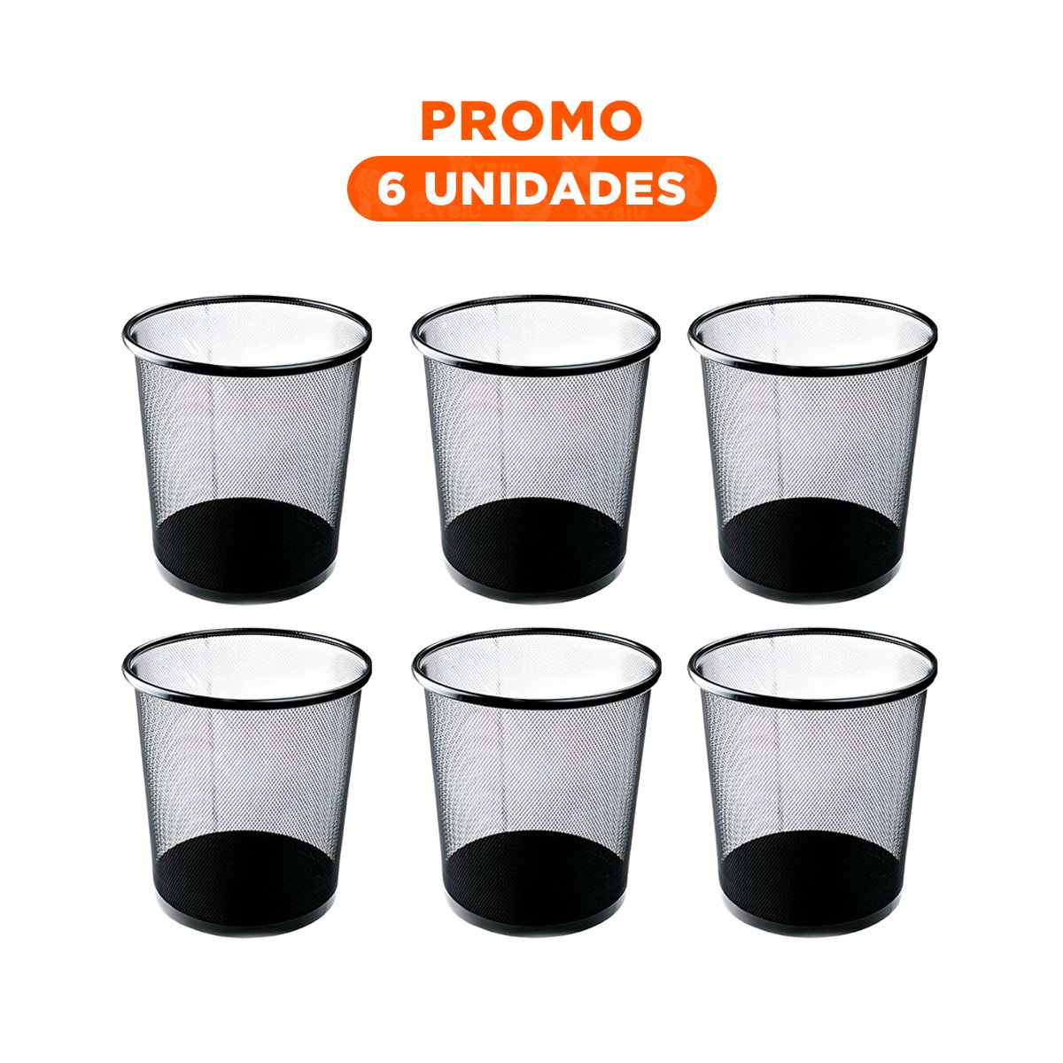 PACK6 CONTENEDOR METALICO PARA BASURA CIRCULAR NEGRO DECORATIVO Y DURABLE Y+REGALO STICKER - 1