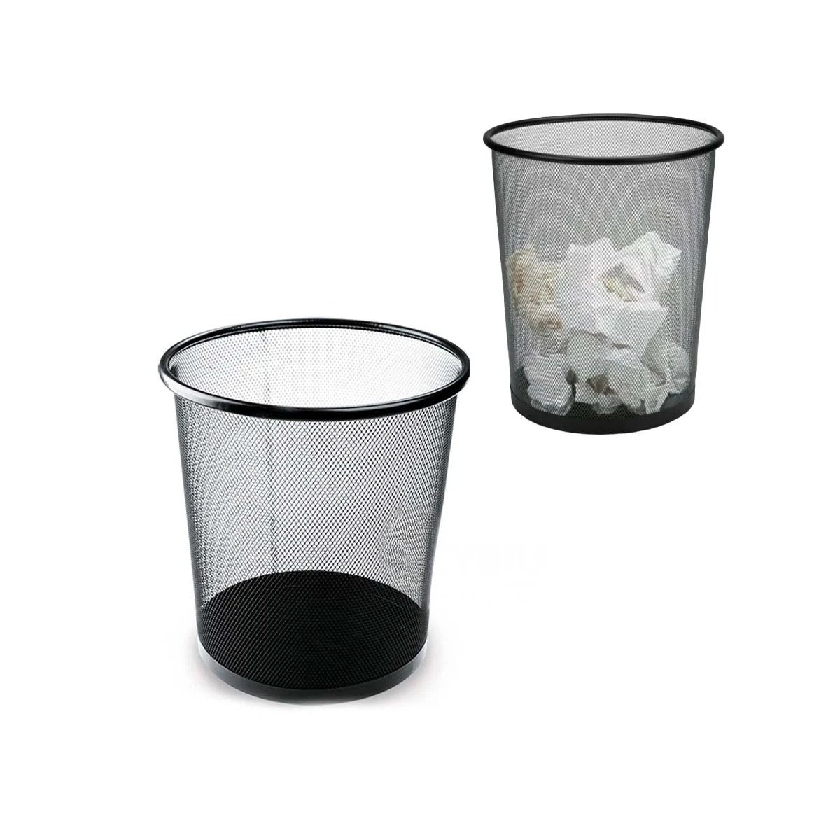 PACK6 CONTENEDOR METALICO PARA BASURA CIRCULAR NEGRO DECORATIVO Y DURABLE Y+REGALO STICKER - 2