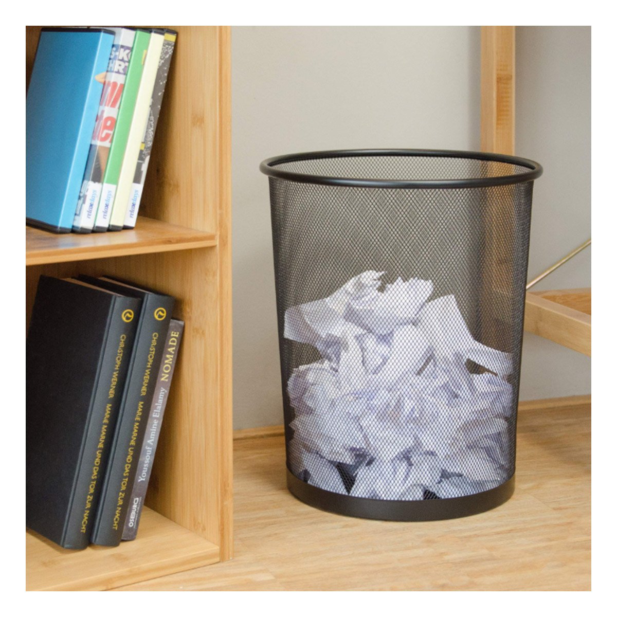 PACK6 CONTENEDOR METALICO PARA BASURA CIRCULAR NEGRO DECORATIVO Y DURABLE Y+REGALO STICKER - 3