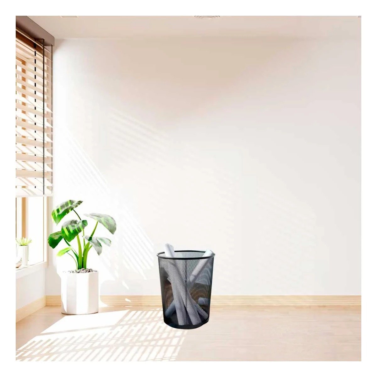 PACK6 CONTENEDOR METALICO PARA BASURA CIRCULAR NEGRO DECORATIVO Y DURABLE Y+REGALO STICKER - 5