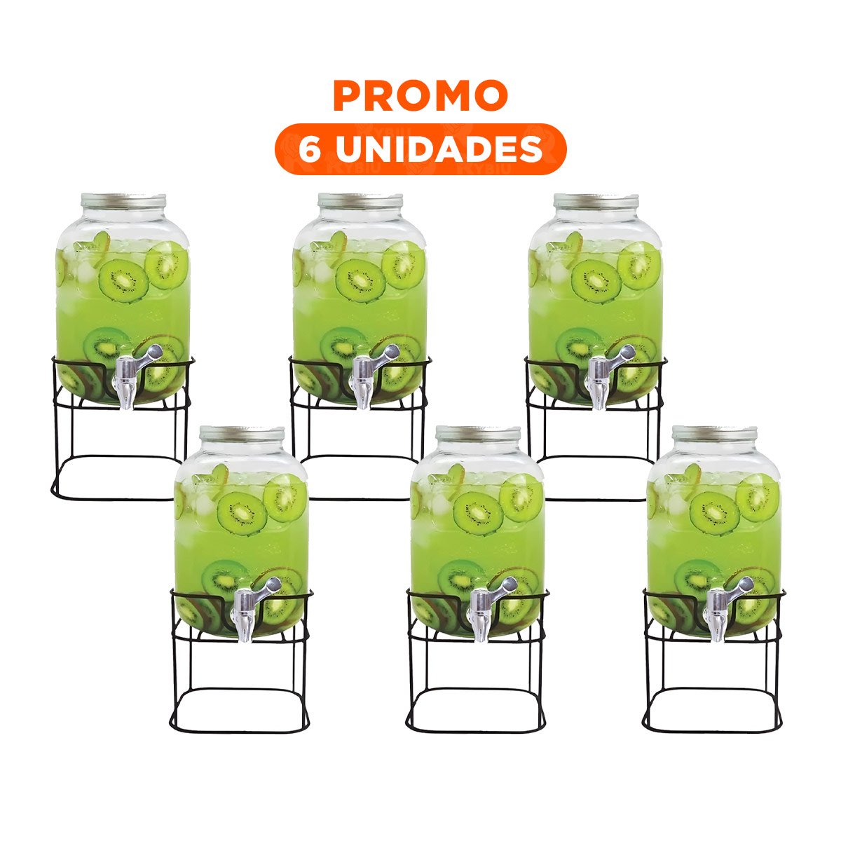 PACK6 DISTRIBUIDOR DE LIQUIDOS 5L PARA AGUA, JUGOS O BEBIDAS FRIAS EN CASA Y+REGALO STICKER - 1