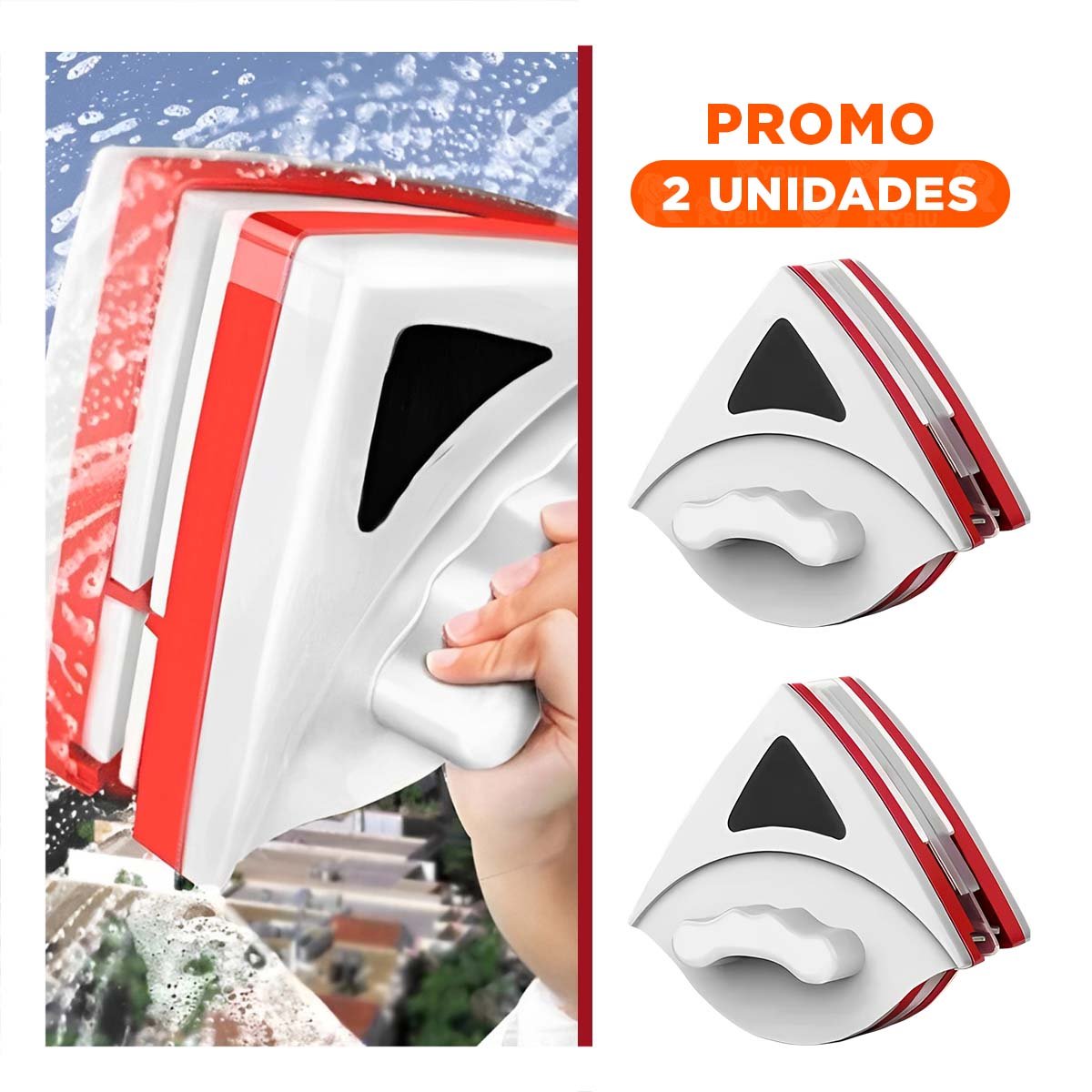 PACK2 DISPOSITIVO PARA VIDRIOS MAGNETICO ROJO TRIANGULAR SEGURO Y PRACTICO Y+REGALO STICKER - 1