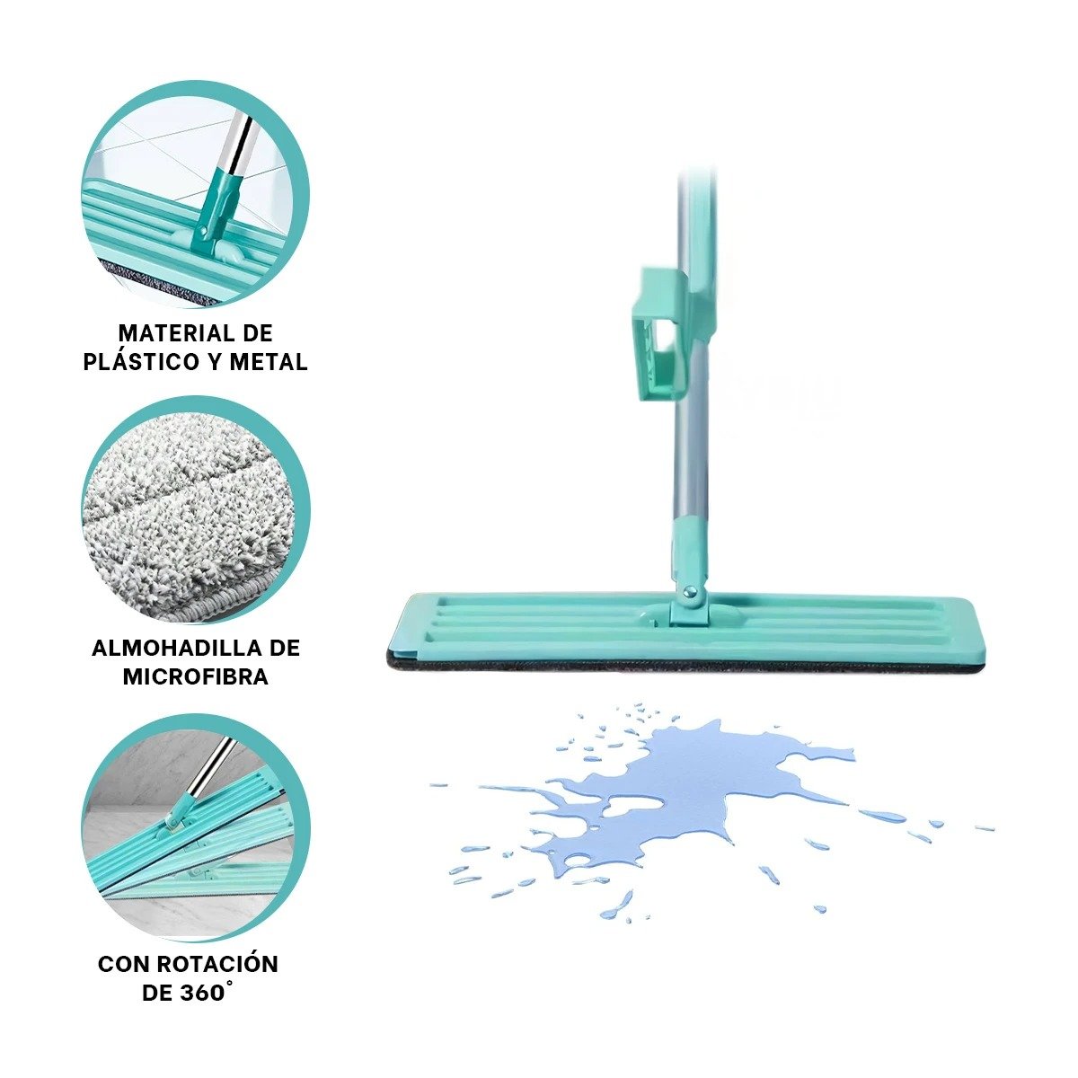 TRAPEADOR PLANO 360 GRADOS CON ESCURRIDOR INTEGRADO PARA LIMPIEZA DIARIA Y+PAPEL REGALO - 5