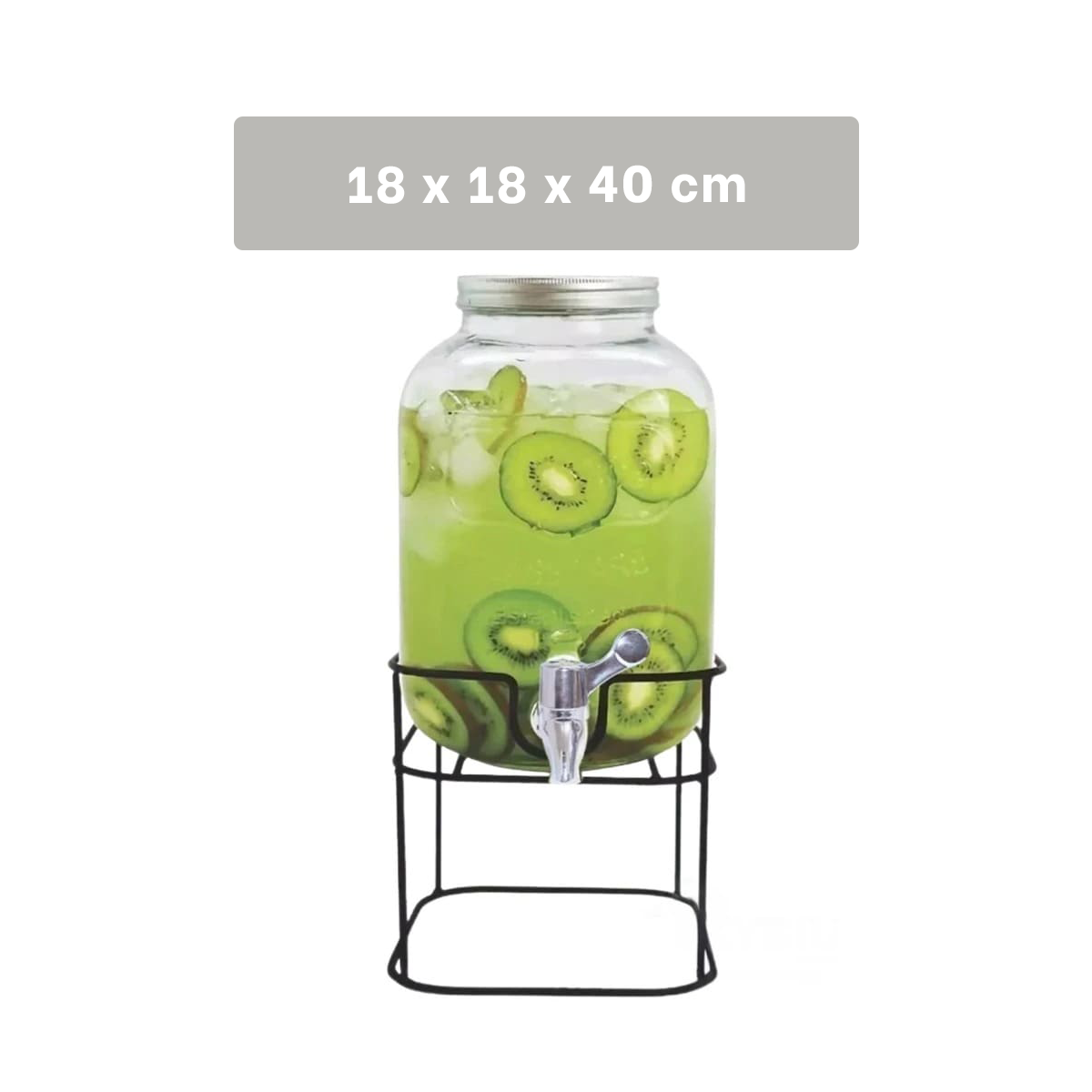 DISPENSADOR DE BEBIDAS 5L CON BASE METALICA CUADRADA PARA COCINA Y HOGAR - 4