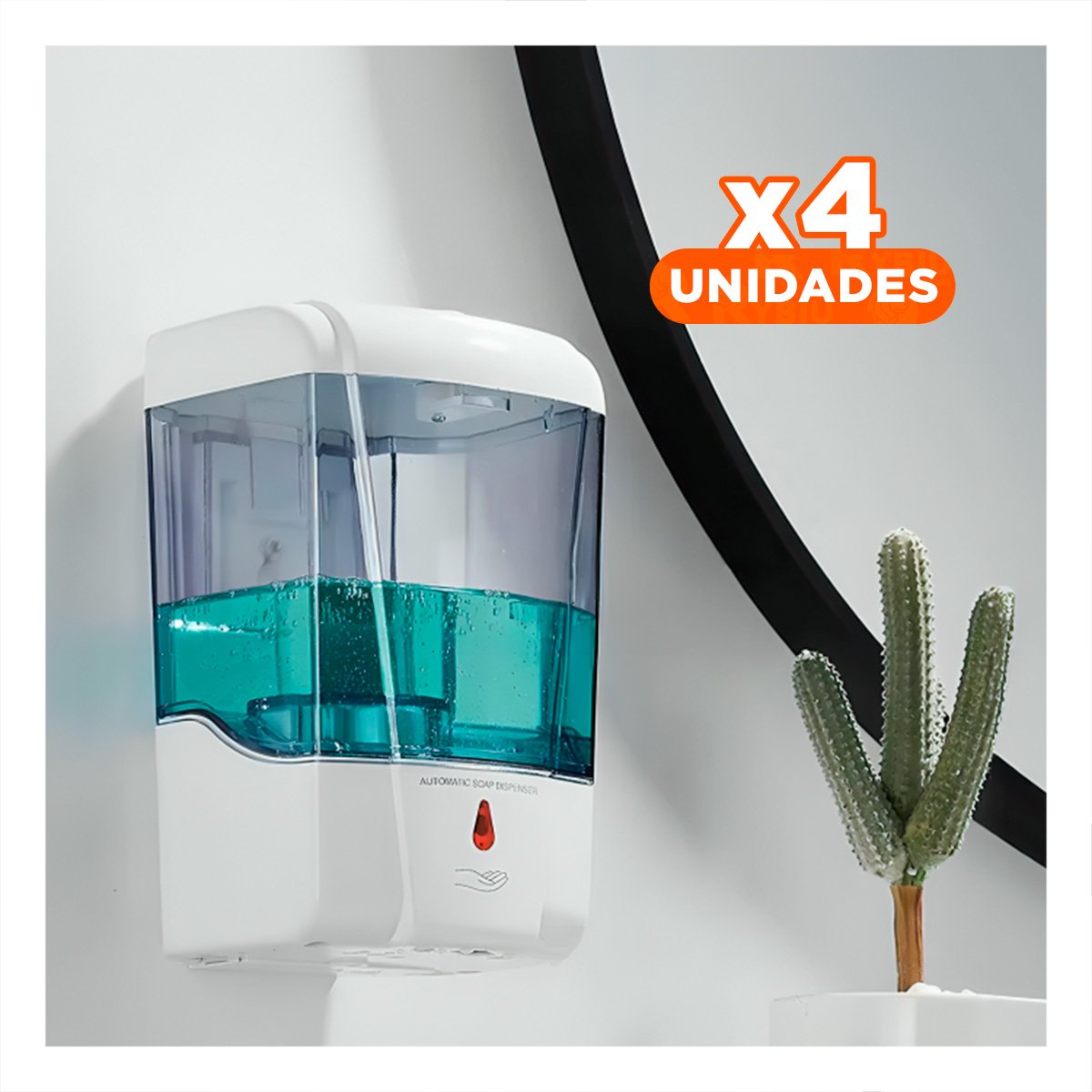PACK4 DOSIFICADOR DE PARED AUTOMATICO PARA LIQUIDOS BLANCO 500 ML Y+PAPEL REGALO - 1