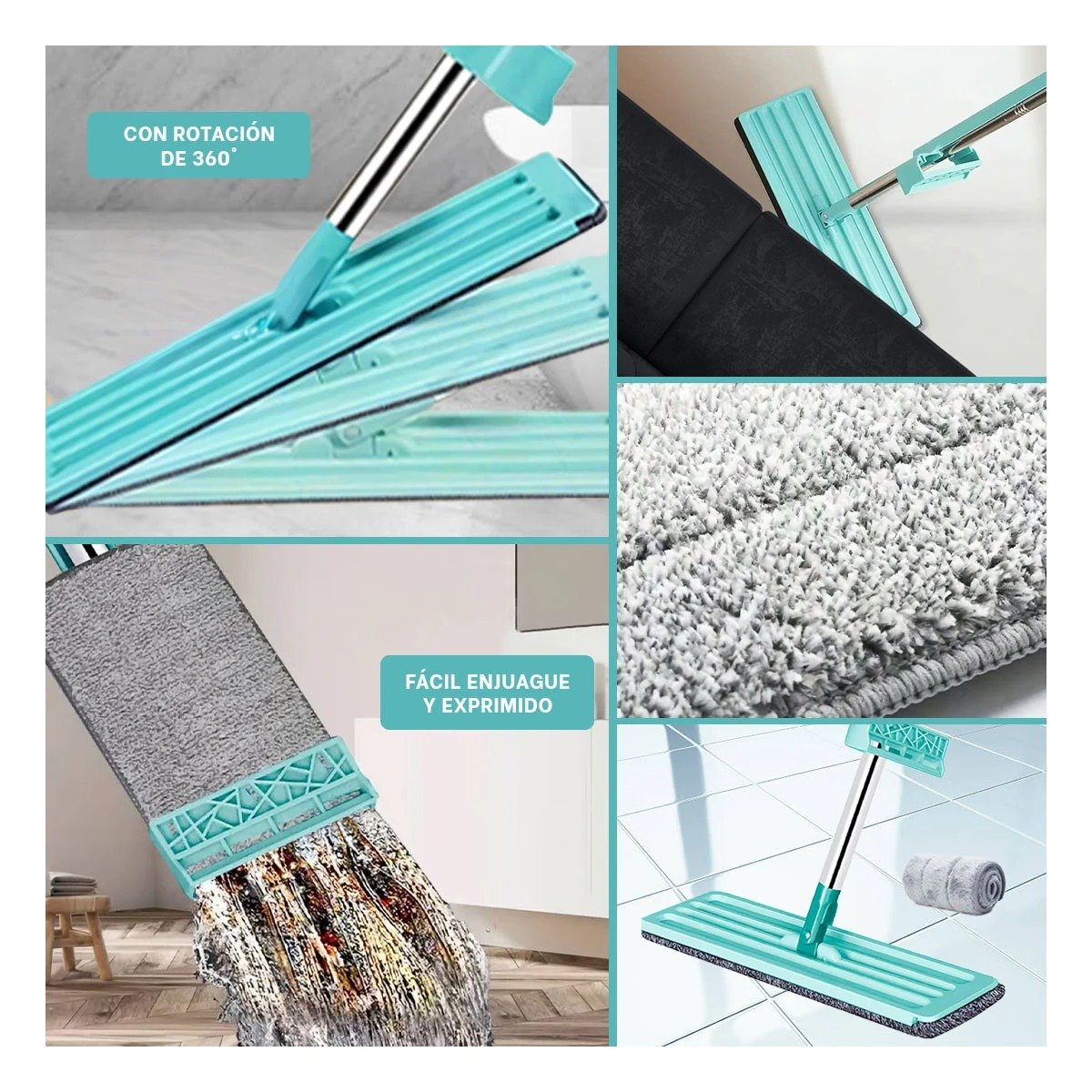 PACK6 TRAPERO PLANO GIRATORIO CON ESCURRIDOR PRACTICO PARA CASA Y+PAPEL REGALO - 3