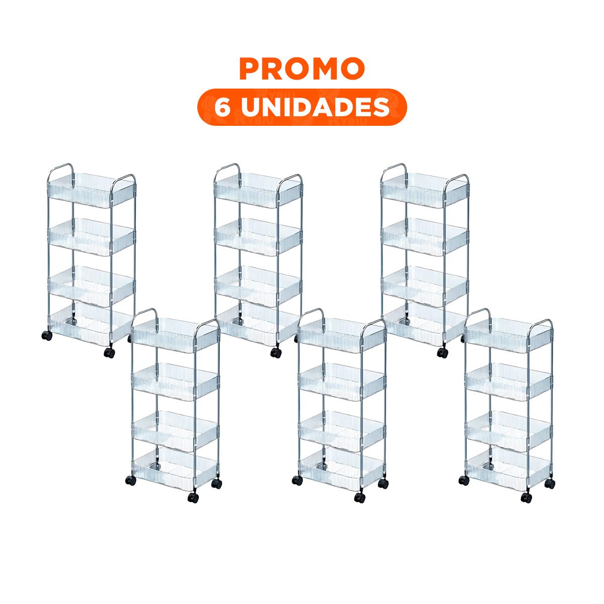 PACK6 CONTENEDOR ELEGANTE DE ACRILICO 4 NIVELES CON ASAS TRANSPARENTE Y+REGALO STICKER - 1