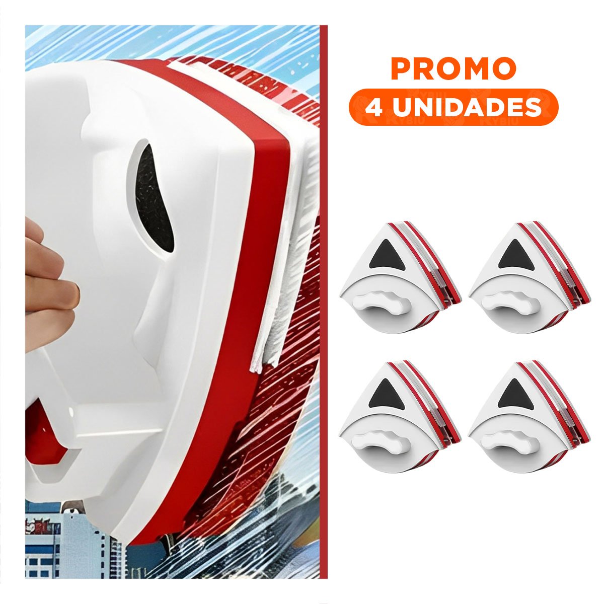 PACK4 GADGET MAGNETICO PARA VIDRIOS ROJO TRIANGULAR COMODO Y EFICIENTE - 1