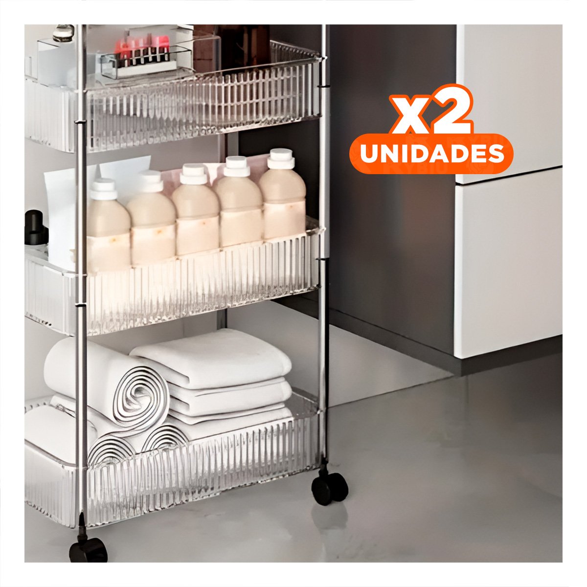 PACK2 ORGANIZADOR MULTIFUNCIONAL DE ACRILICO 4 NIVELES CON ASAS TRANSPARENTE Y+PAPEL REGALO - 1
