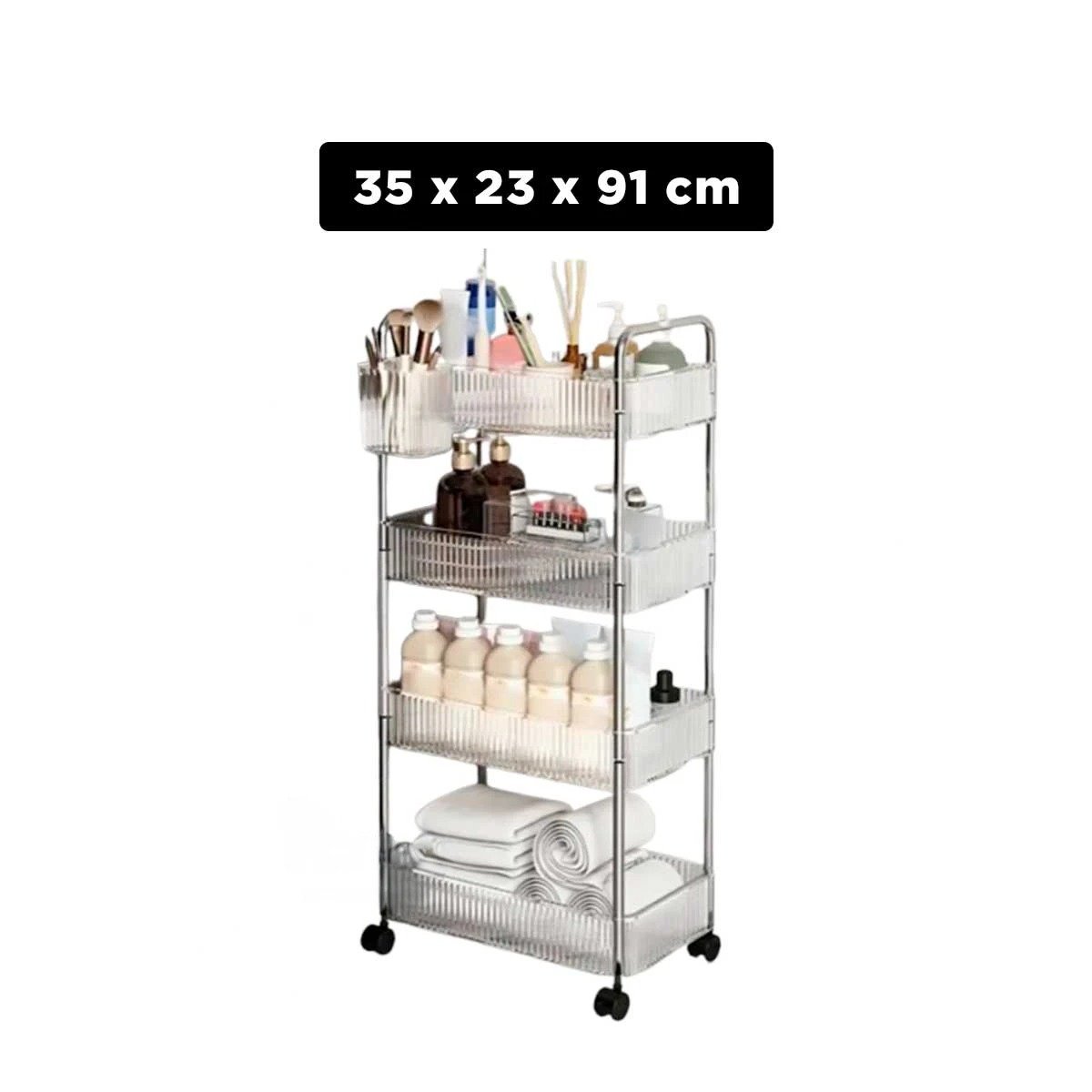 PACK2 ORGANIZADOR MULTIFUNCIONAL DE ACRILICO 4 NIVELES CON ASAS TRANSPARENTE Y+PAPEL REGALO - 4