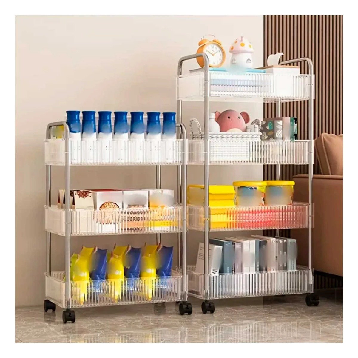 PACK2 ORGANIZADOR MULTIFUNCIONAL DE ACRILICO 4 NIVELES CON ASAS TRANSPARENTE Y+PAPEL REGALO - 5