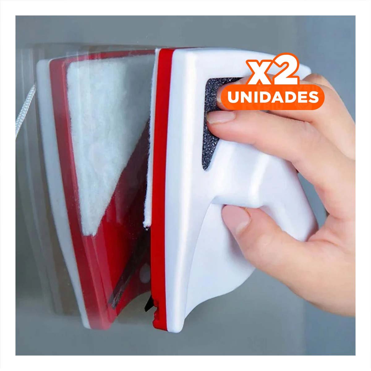 PACK2 RASQUETA MAGNETICA PARA VENTANAS ROJO TRIANGULAR RAPIDA Y SUAVE Y+PAPEL REGALO - 1