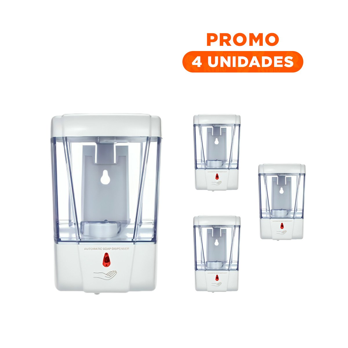 PACK4 DOSIFICADOR DE LIQUIDOS CON SENSOR AUTOMATICO BLANCO 500 ML USO HOGAR - 1