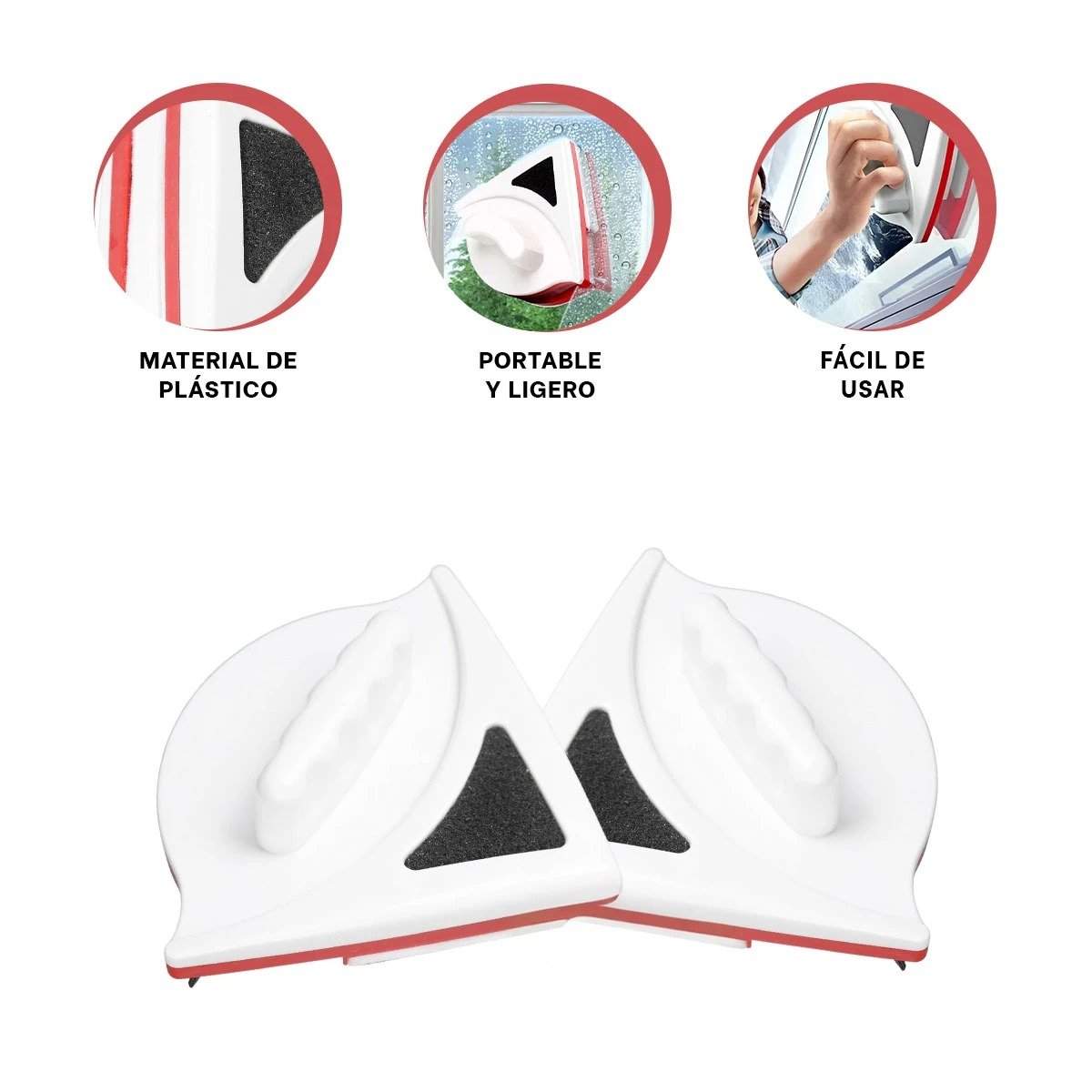 PACK12 GADGET PARA VIDRIOS MAGNETICO ROJO TRIANGULAR FACIL Y PRACTICO Y+REGALO STICKER - 2
